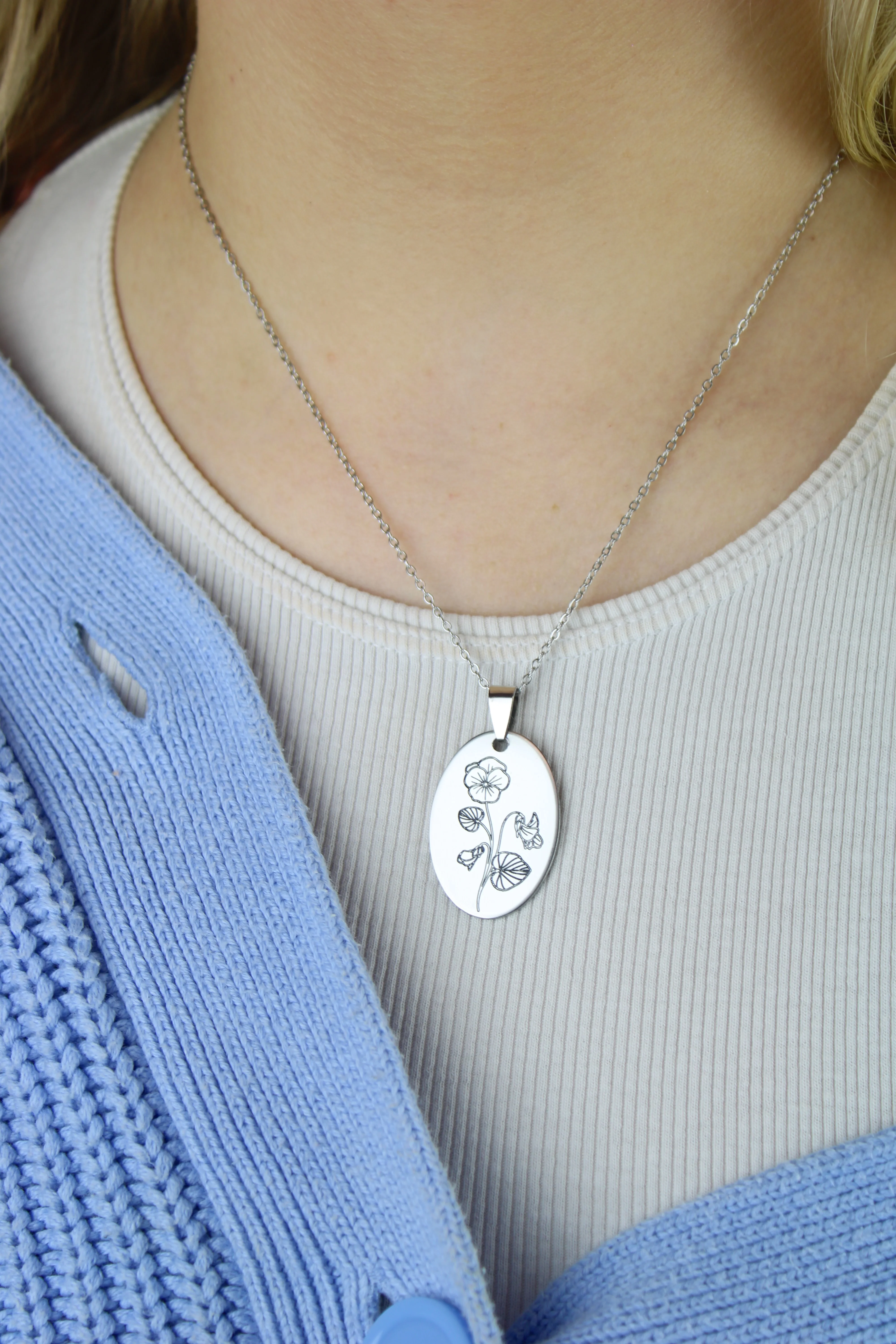 February Birth Flower Necklace - Violet - Image 4