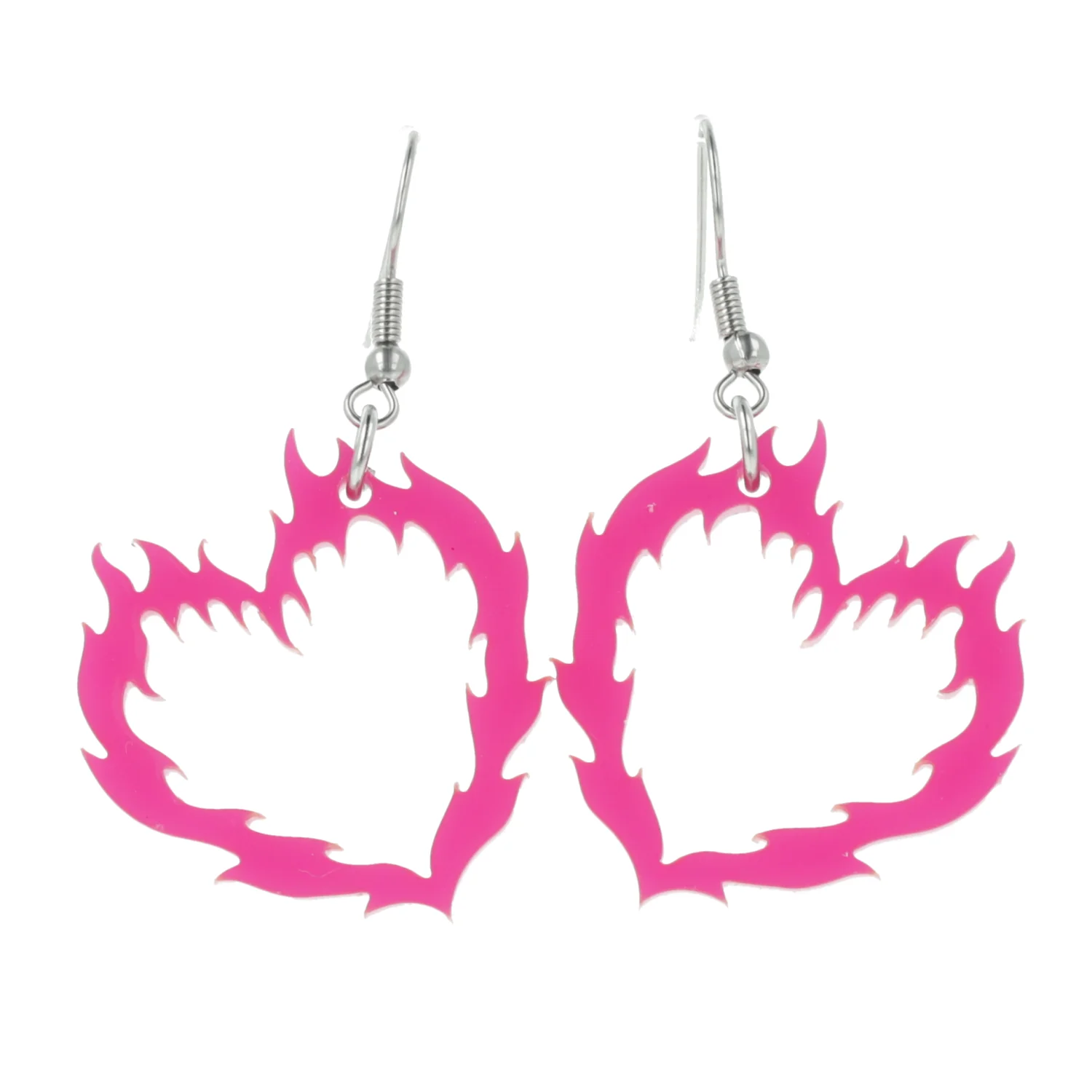 Flame Heart Earrings - Dark Pink - Image 3