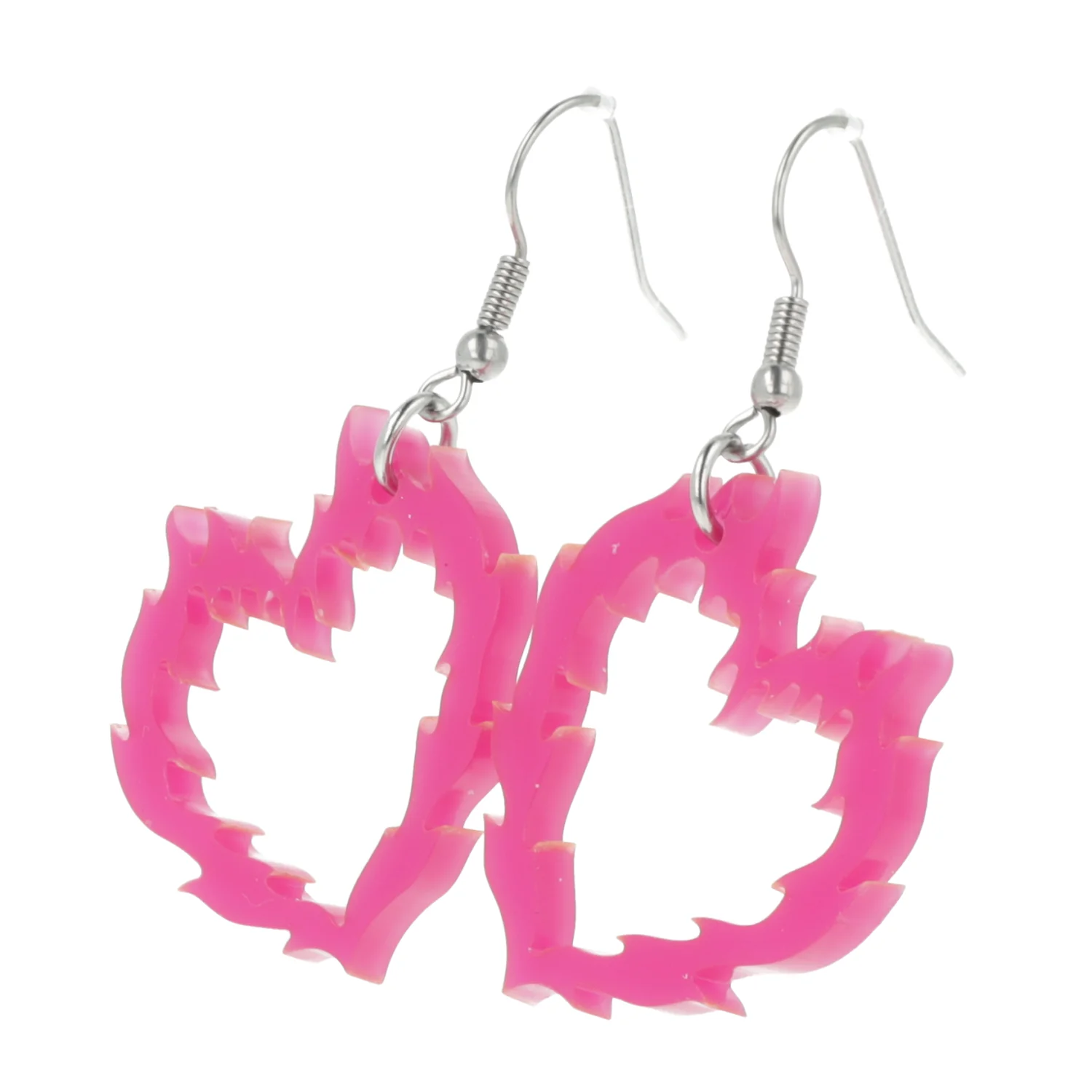 Flame Heart Earrings - Dark Pink - Image 4