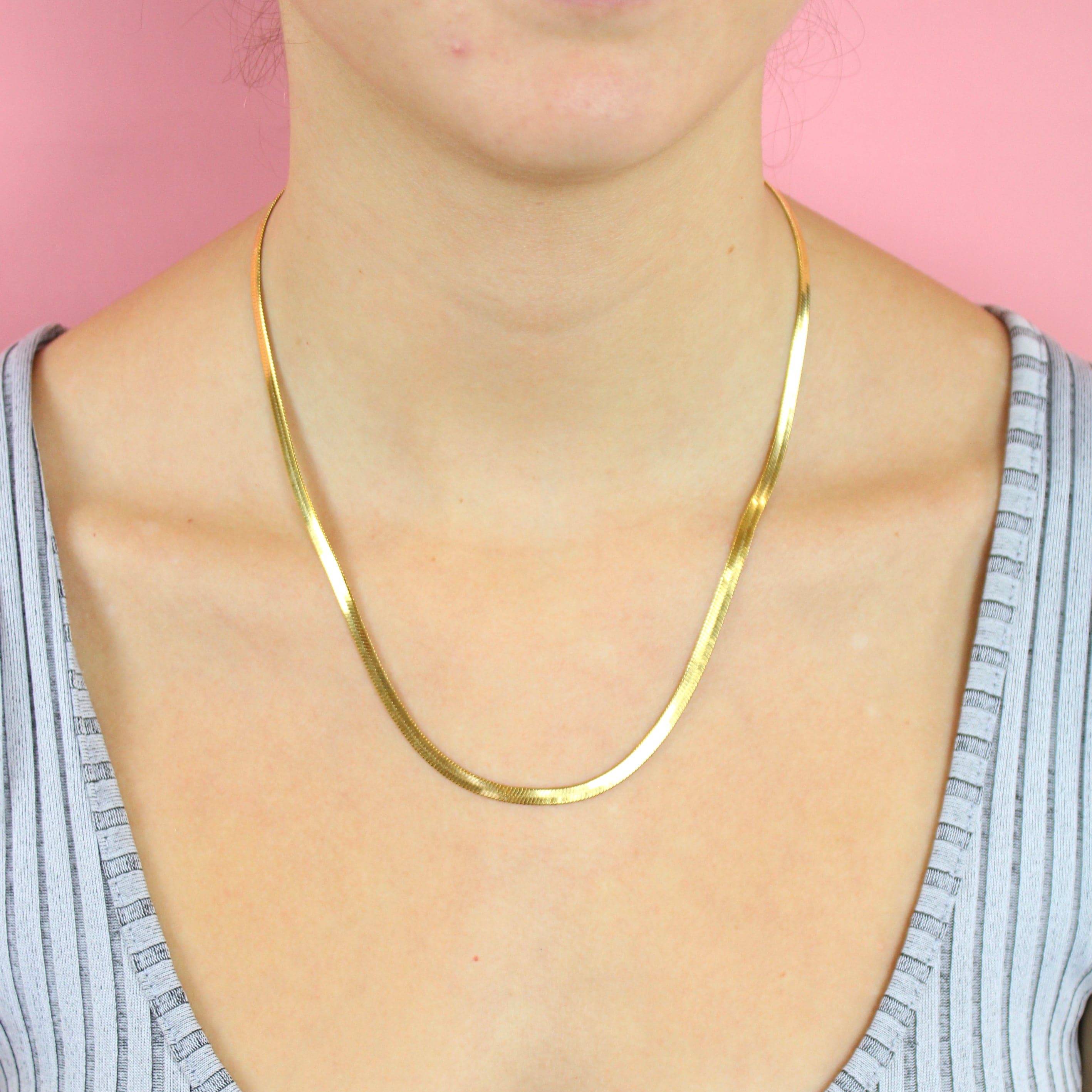 Flat Snake Chain Necklace (Gold Plated) - Image 4