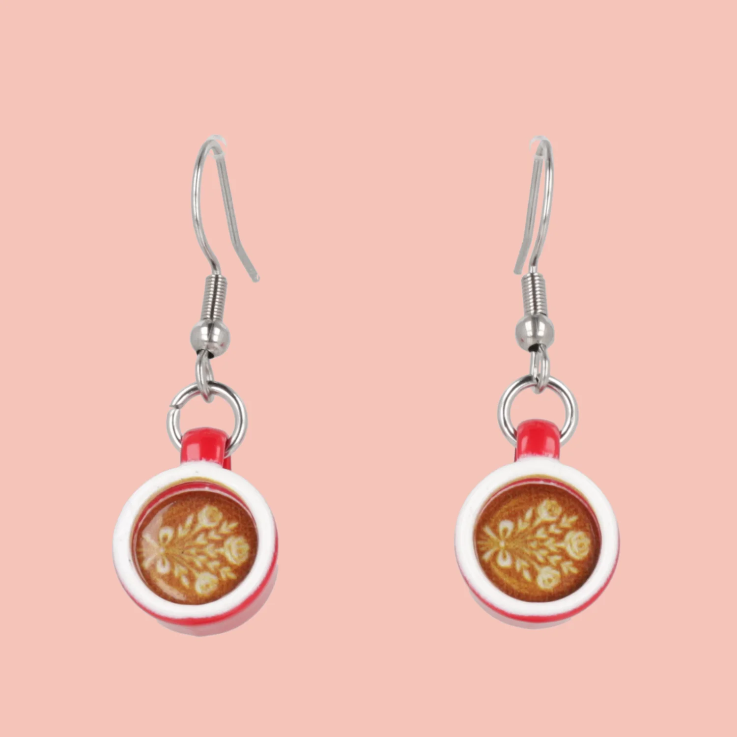 Floral Flat White Earrings - Image 2