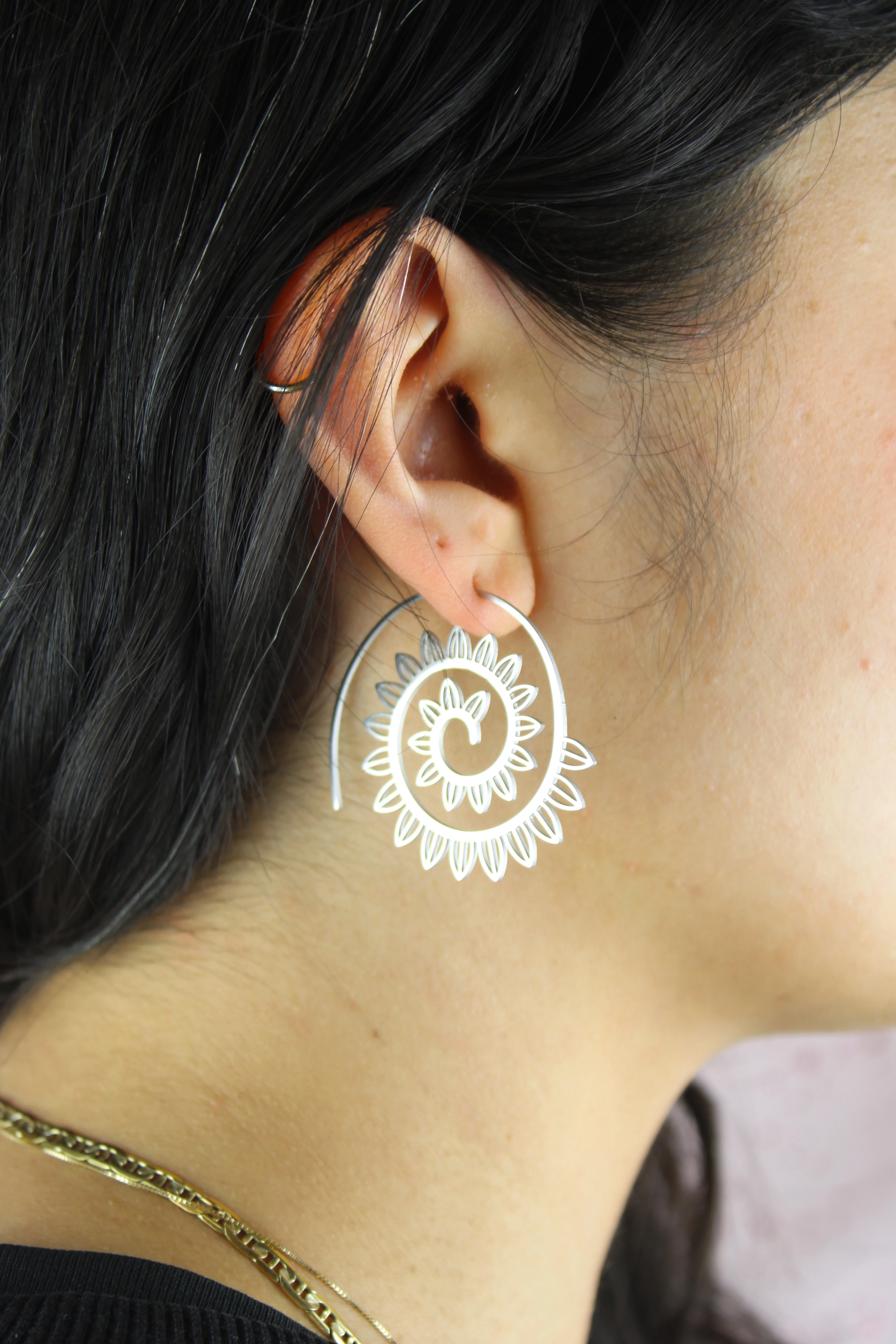 Floral Spiral Earrings - Image 2