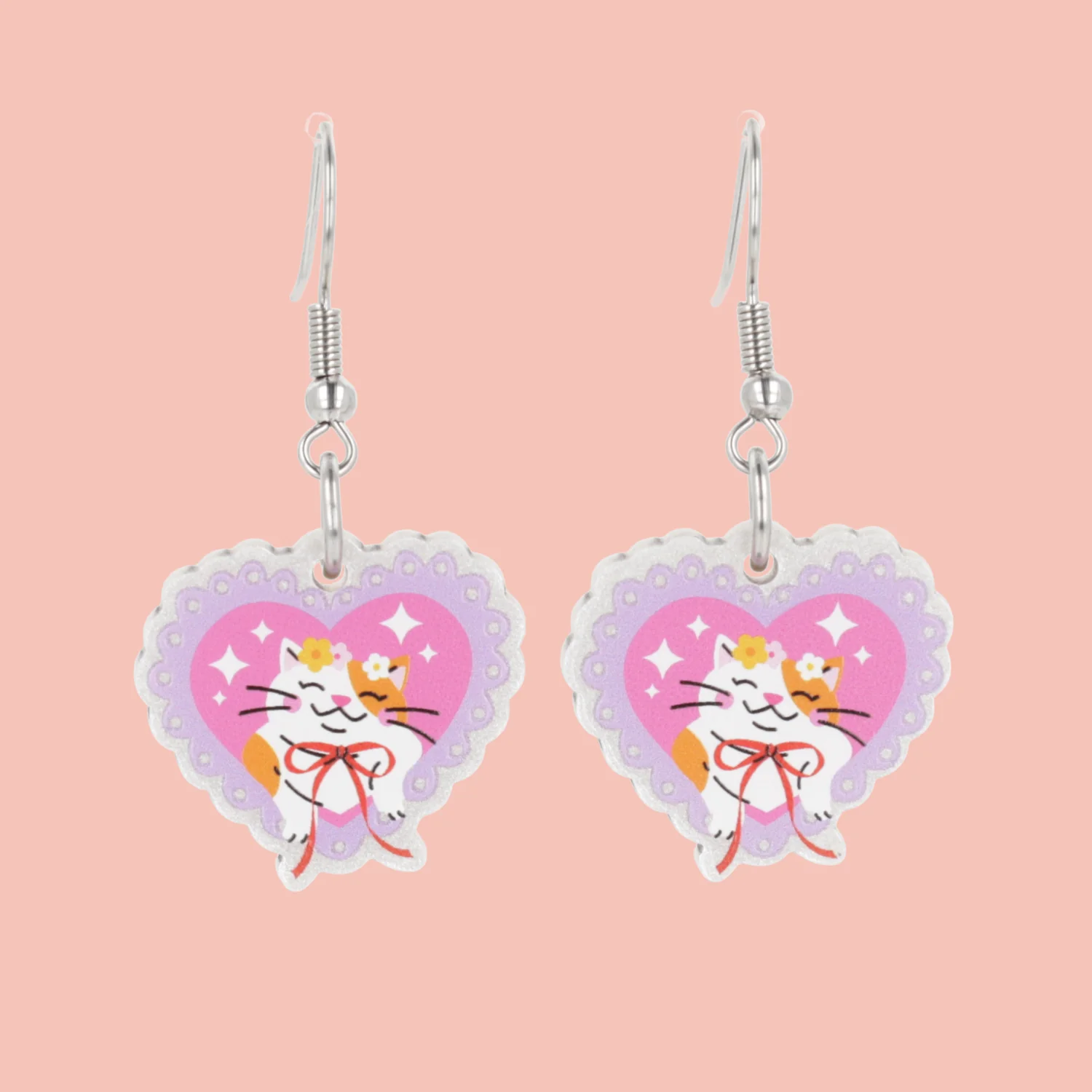 Flower Crown Cat Earrings
