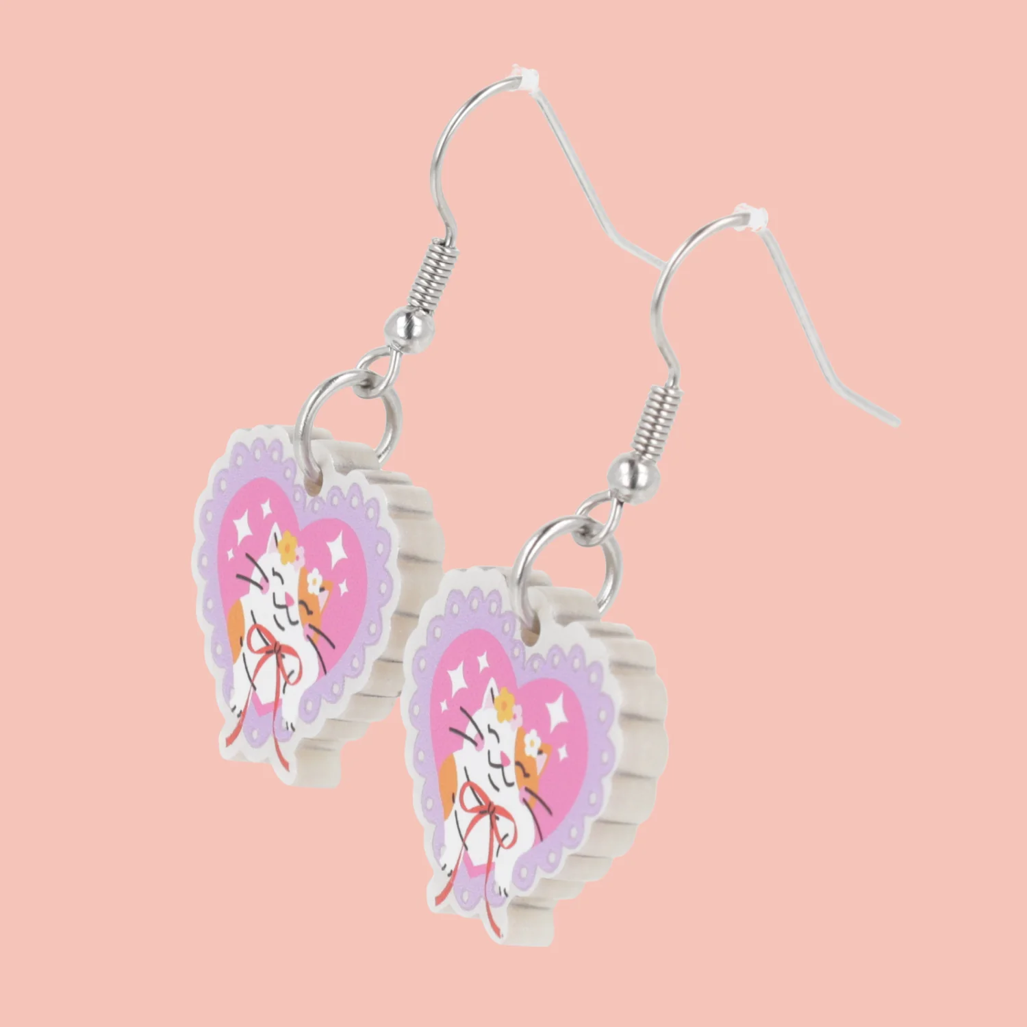 Flower Crown Cat Earrings - Image 3