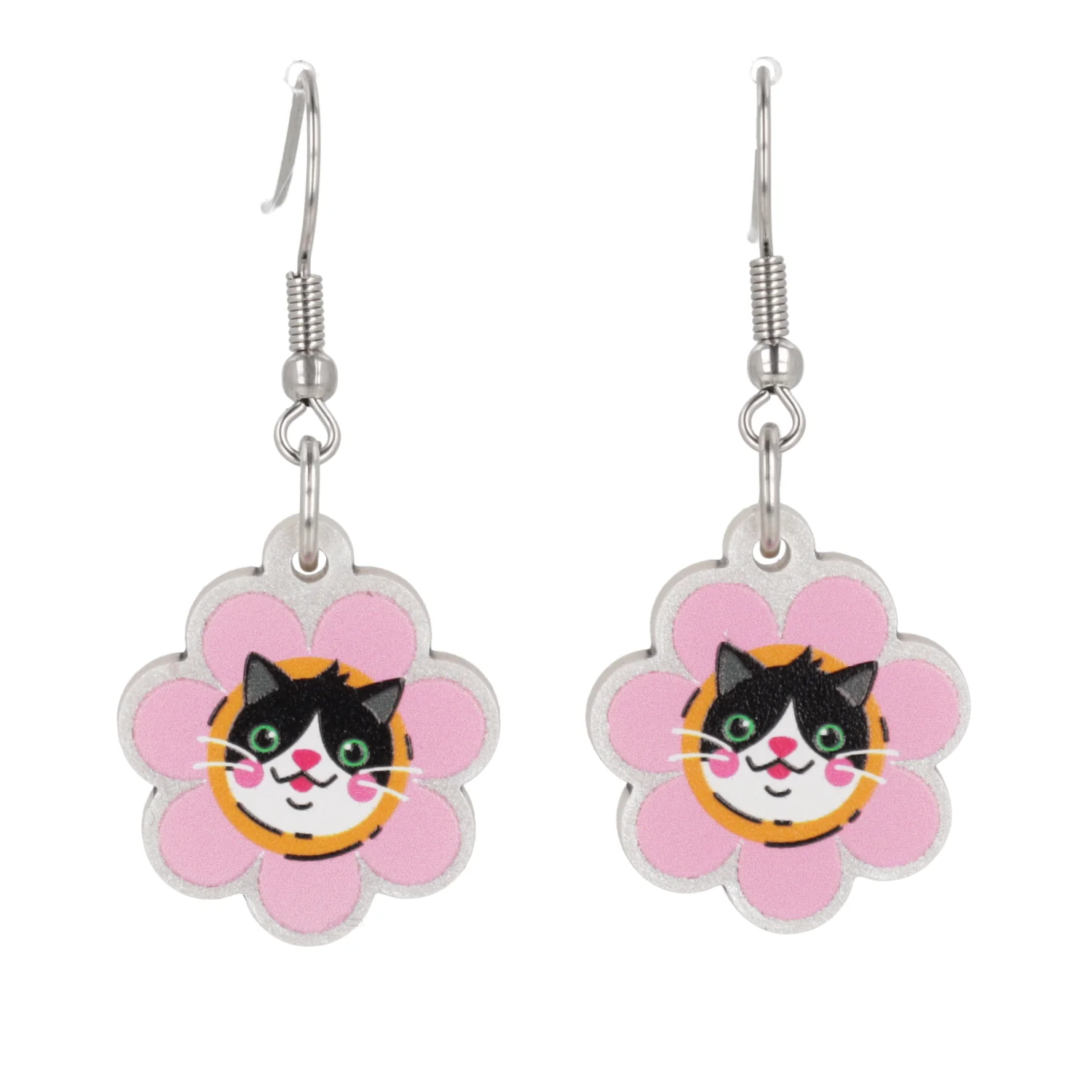 Flower Face Cat Earrings - Image 5