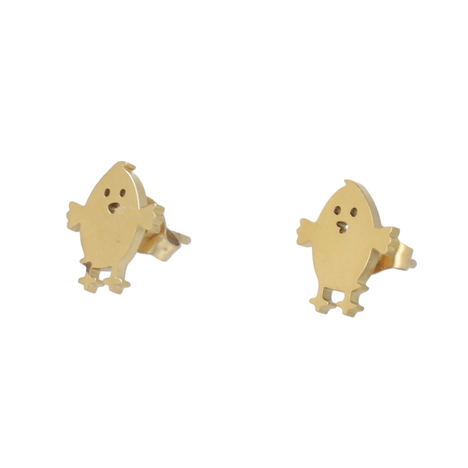 Funky Chick Stud Earrings - Gold Plated - Image 3