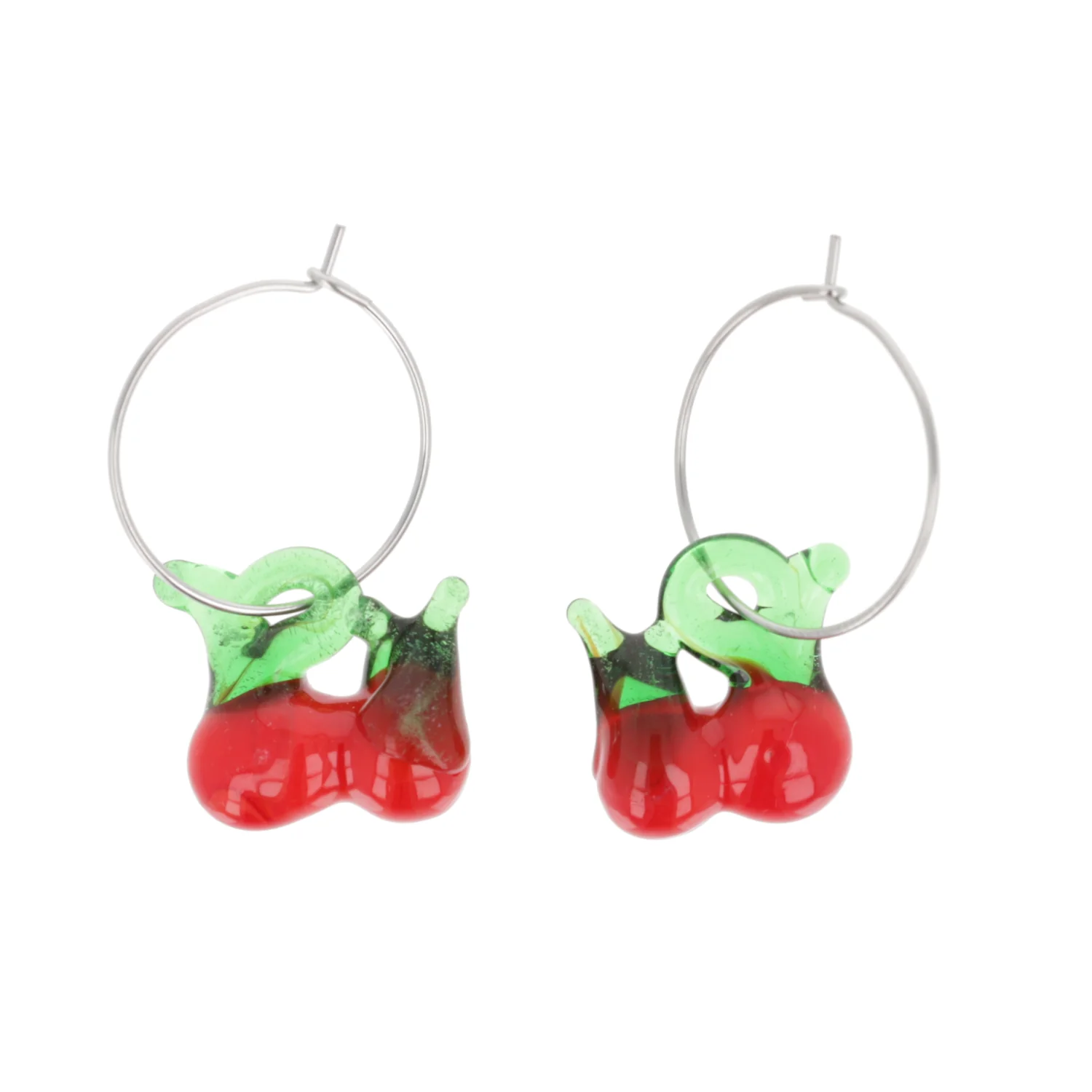 Glass Cherry Hoop Earrings - Image 7