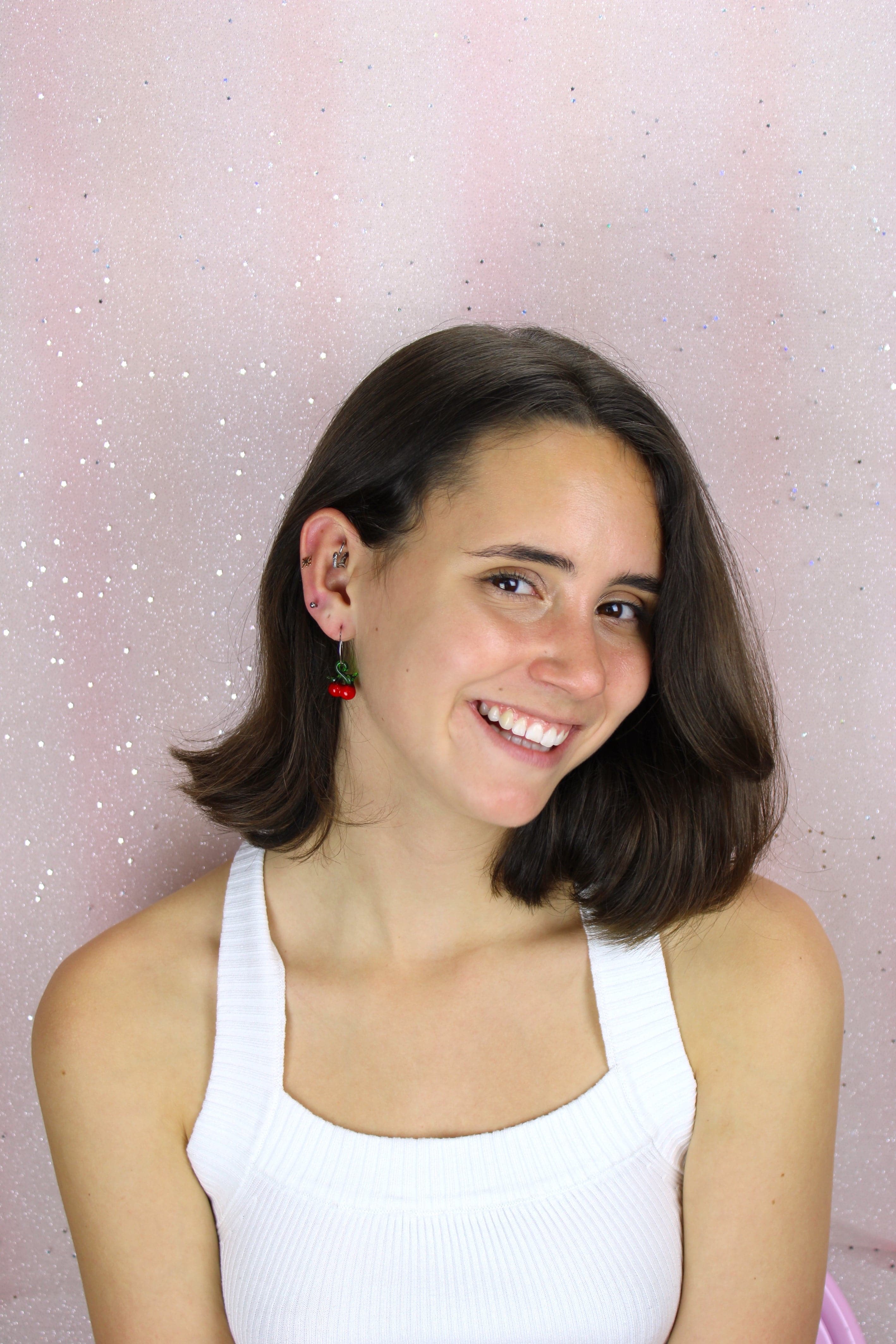 Glass Cherry Hoop Earrings - Image 8