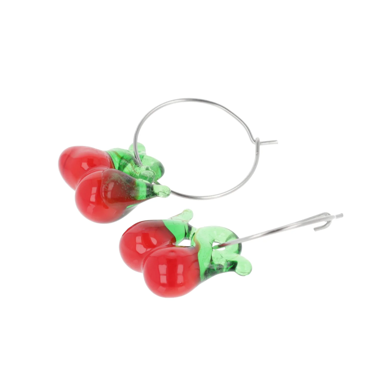 Glass Cherry Hoop Earrings - Image 9