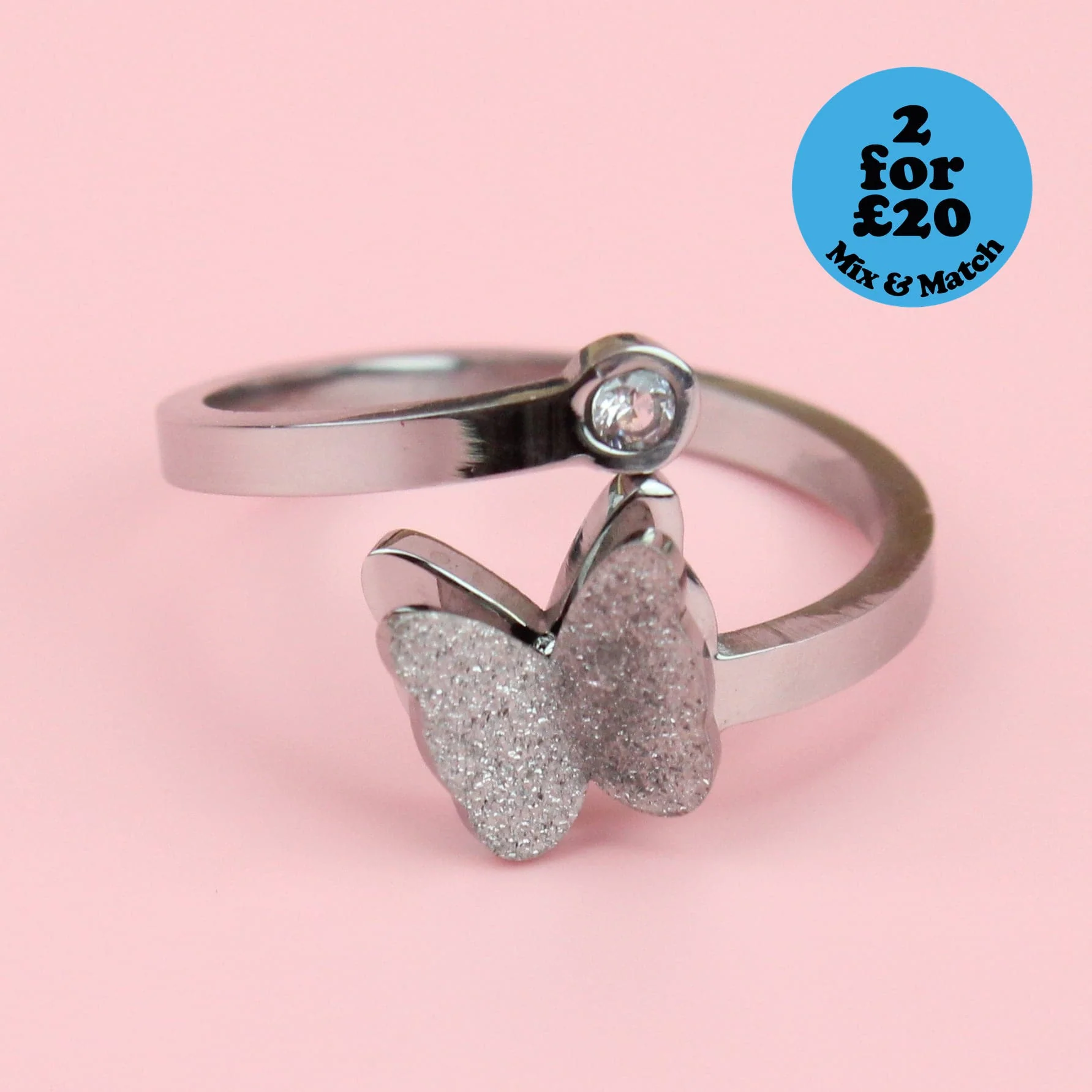Glitter Butterfly Ring - Image 3