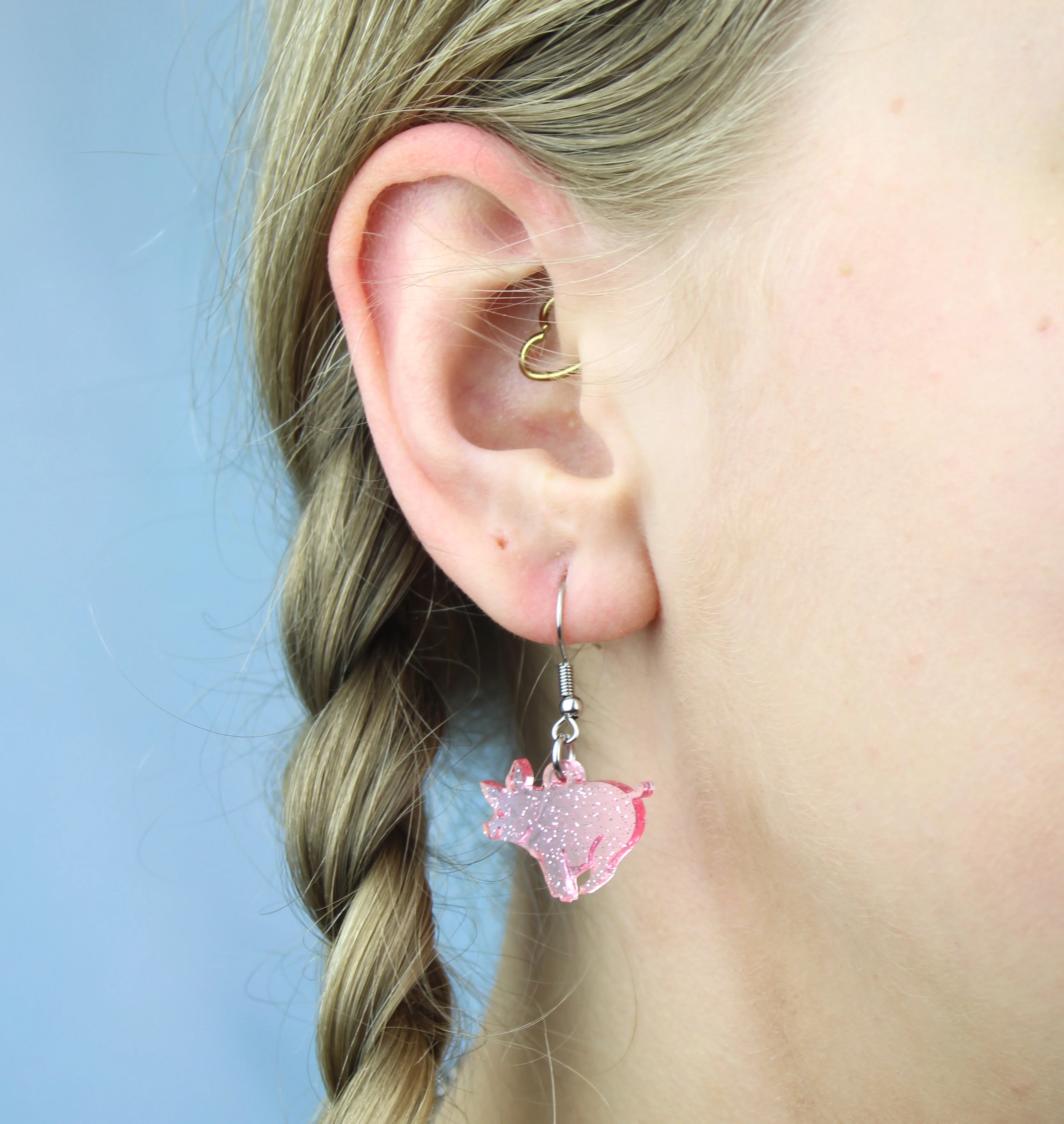 Glitter Piggy In The Middle Earrings - Image 2