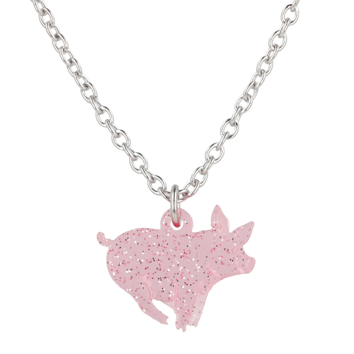 Glitter Piggy In The Middle Necklace