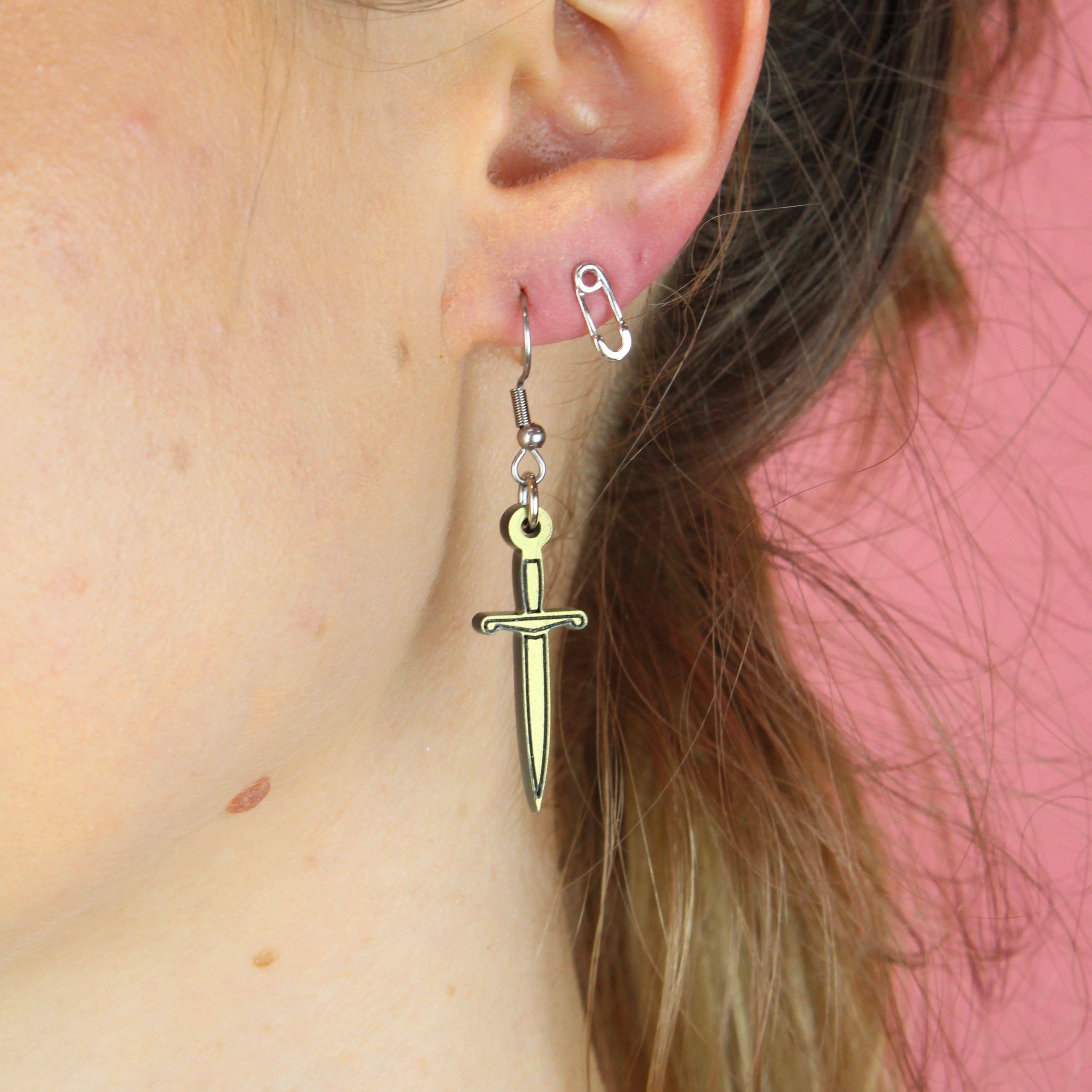 Gold Dagger Earrings - Image 3