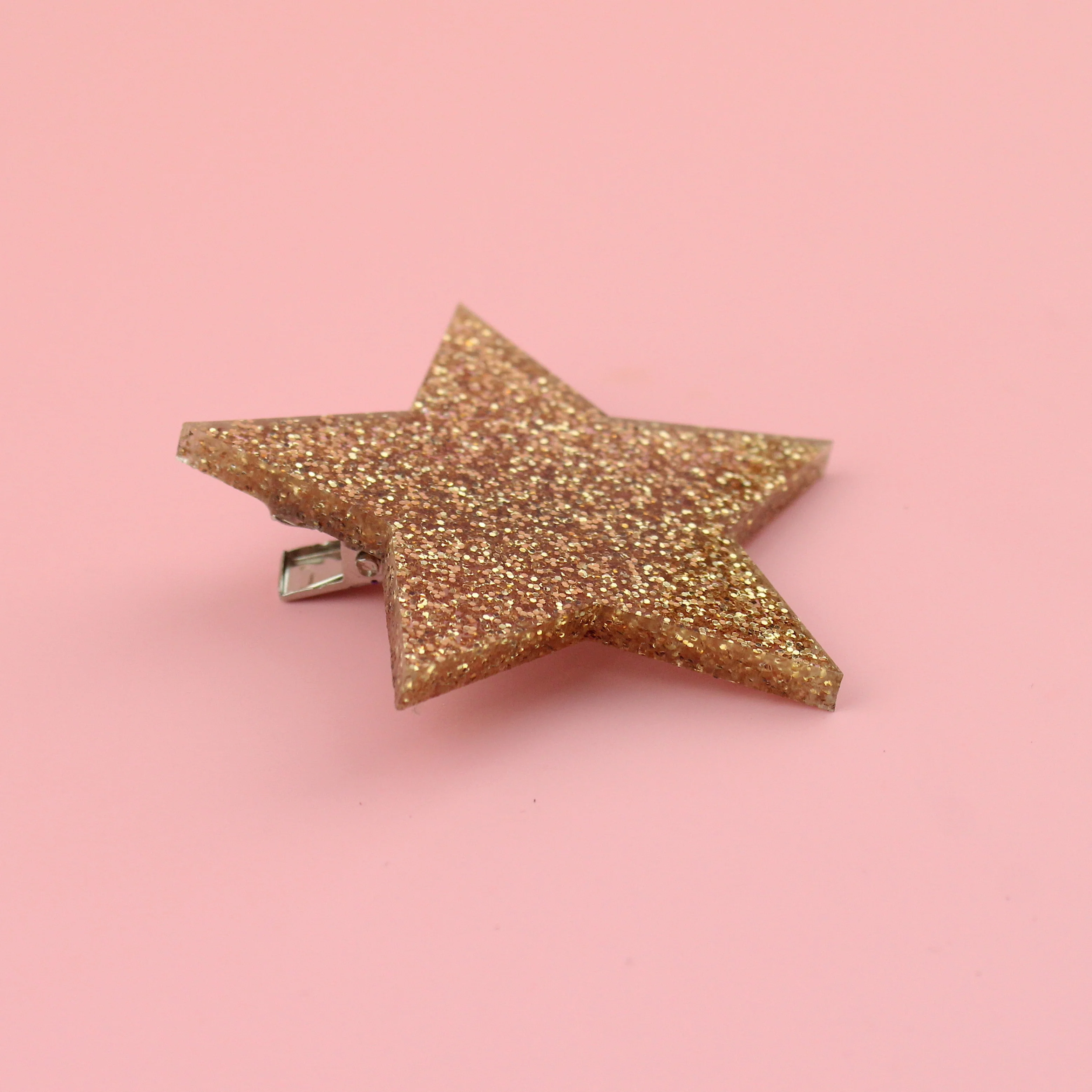 Gold Glitter Single Star Hair Clip - Image 5
