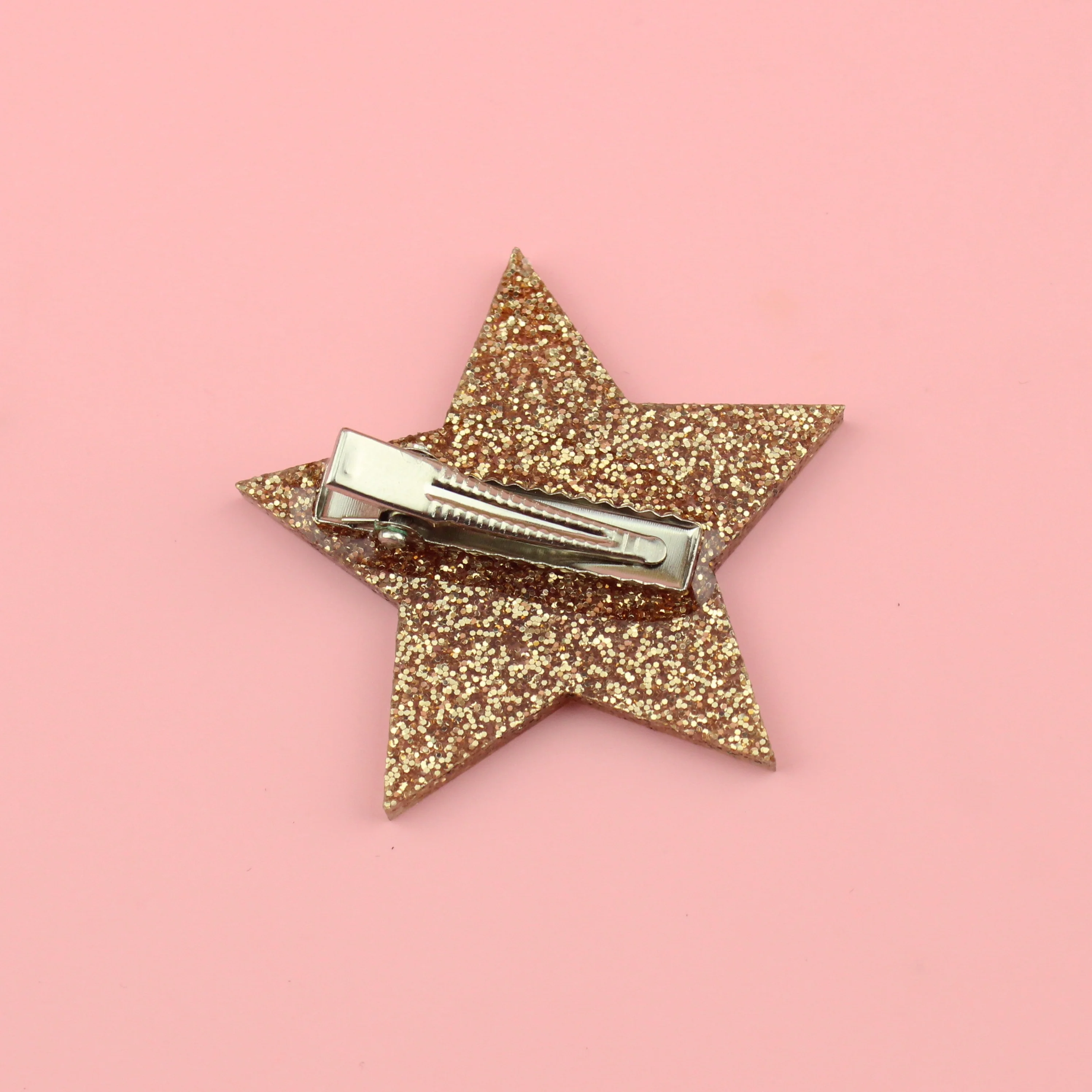 Gold Glitter Single Star Hair Clip - Image 6