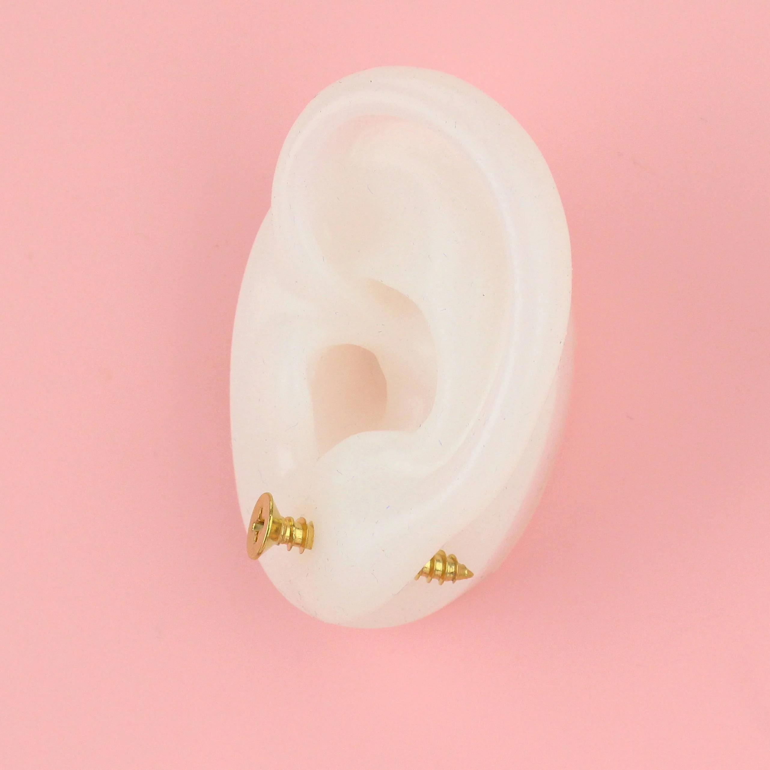 Gold Screw Earrings - Image 3