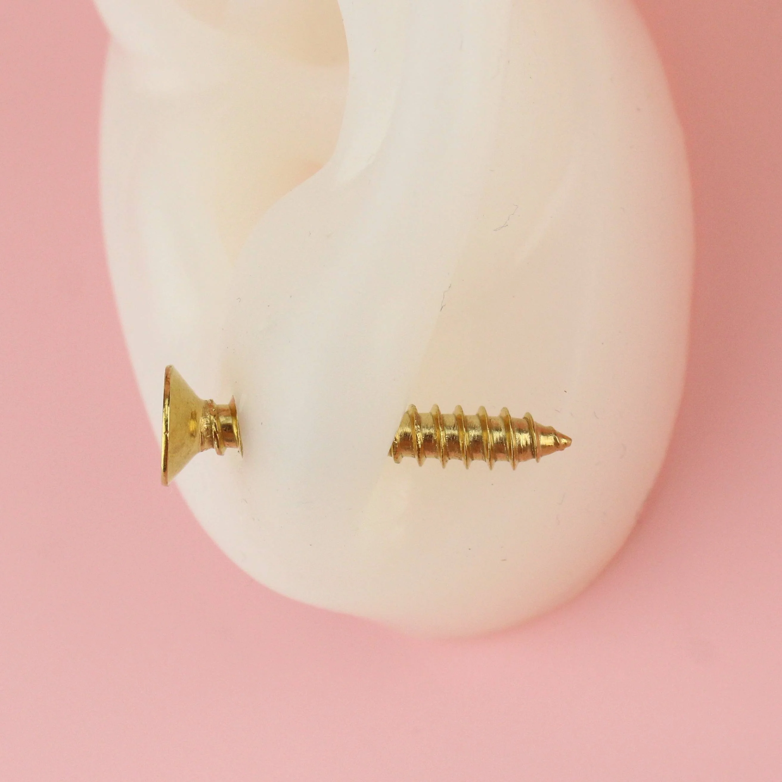 Gold Screw Earrings - Image 5