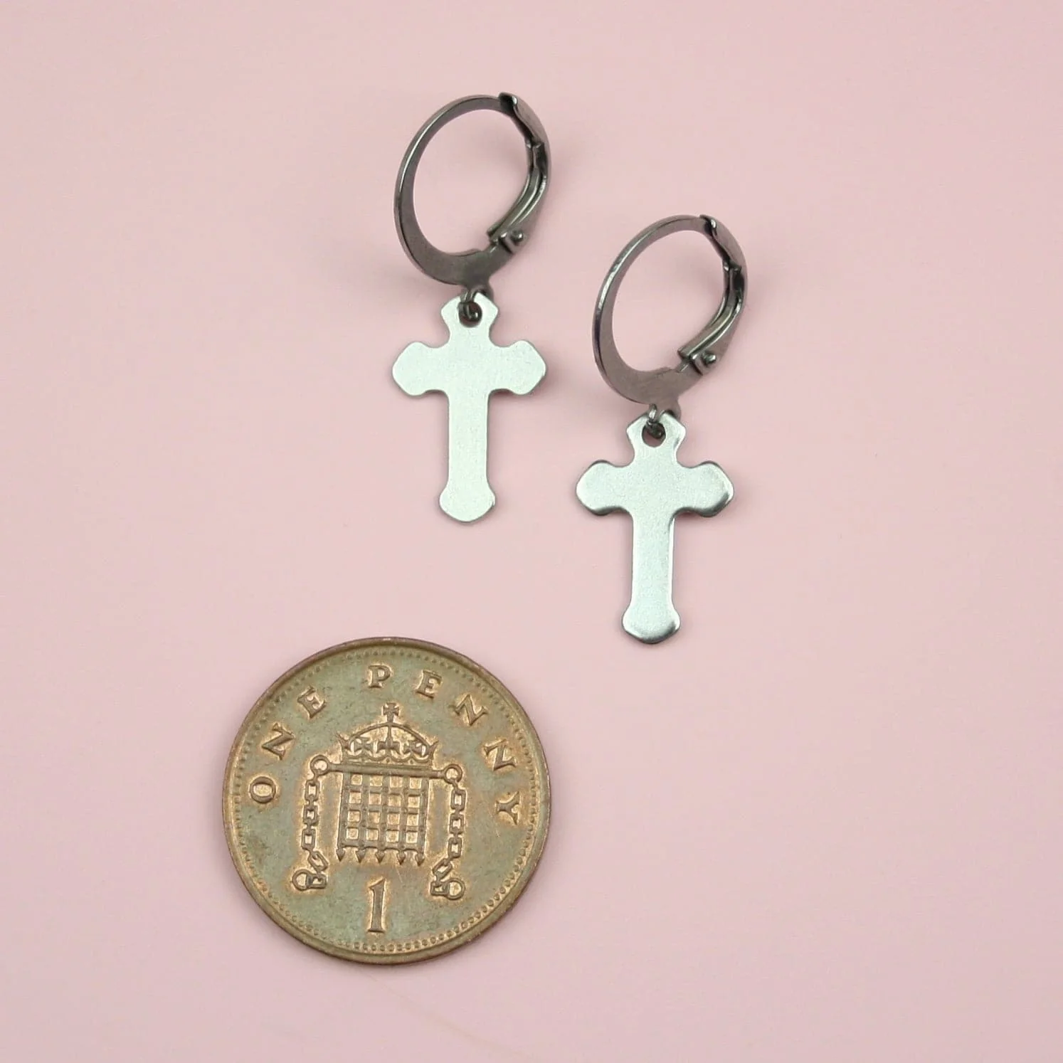 Gothic Cross Hoop Earrings - Image 4