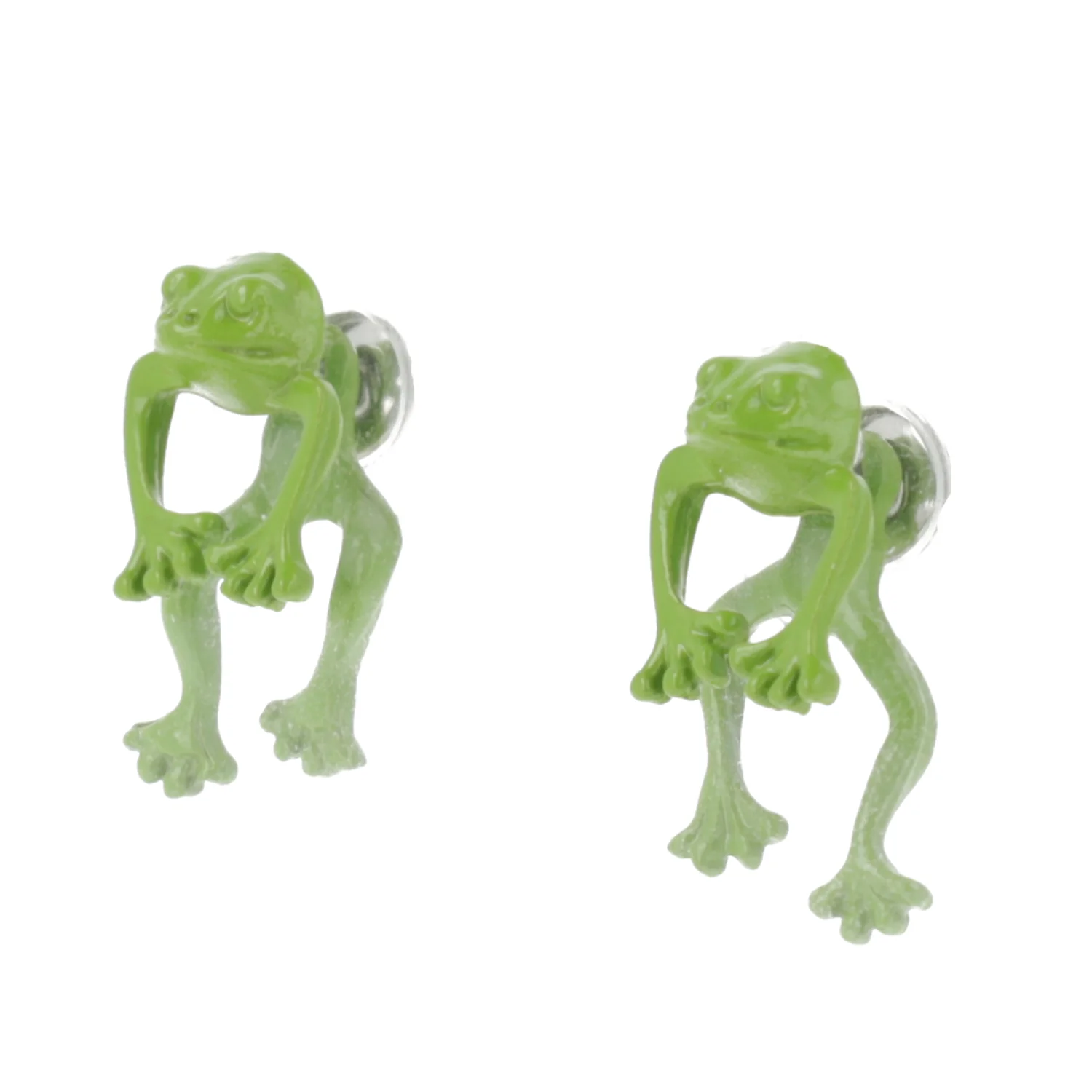Green 2 Piece Frog Stud Earrings - Image 5