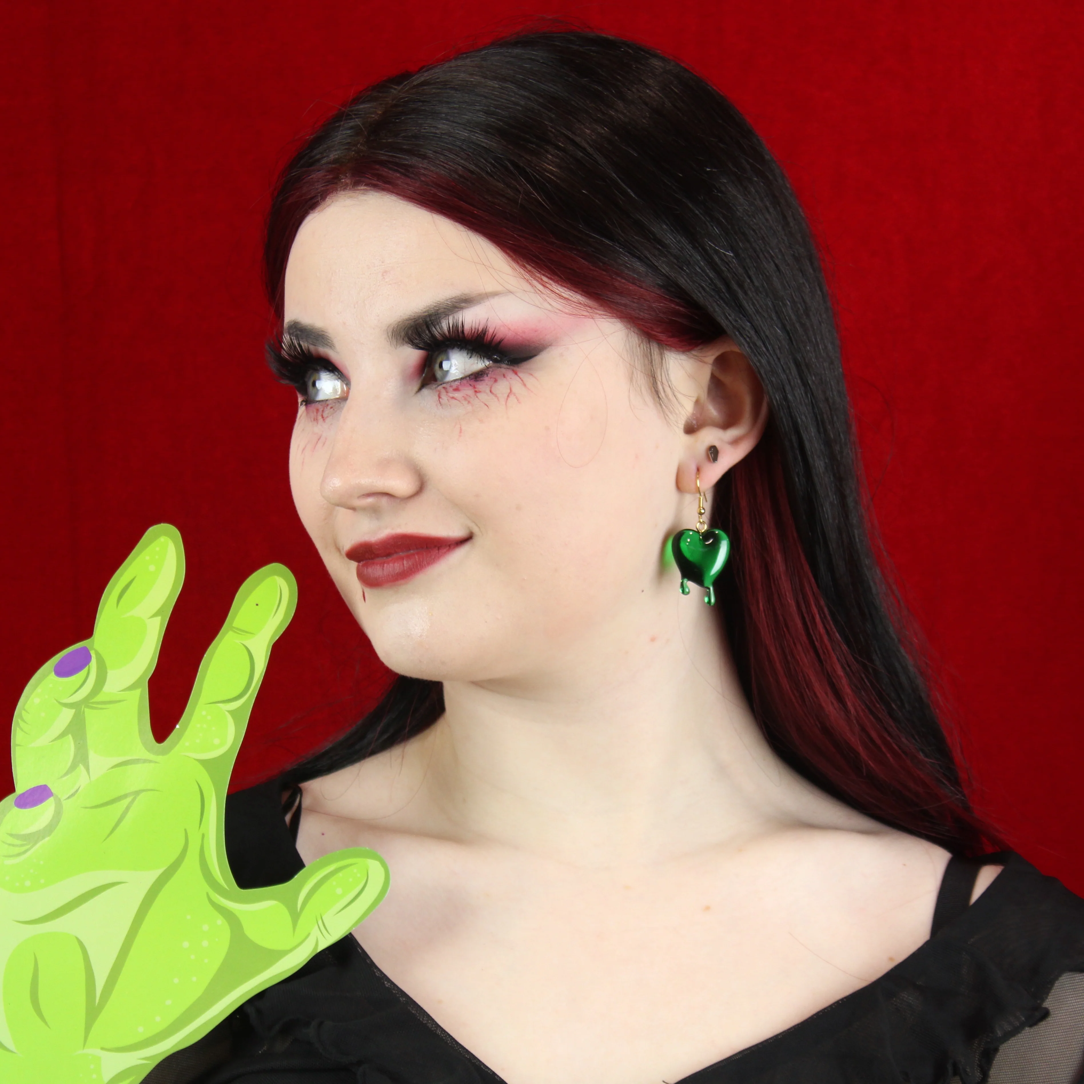 Green Bleeding Love Earrings - Image 4