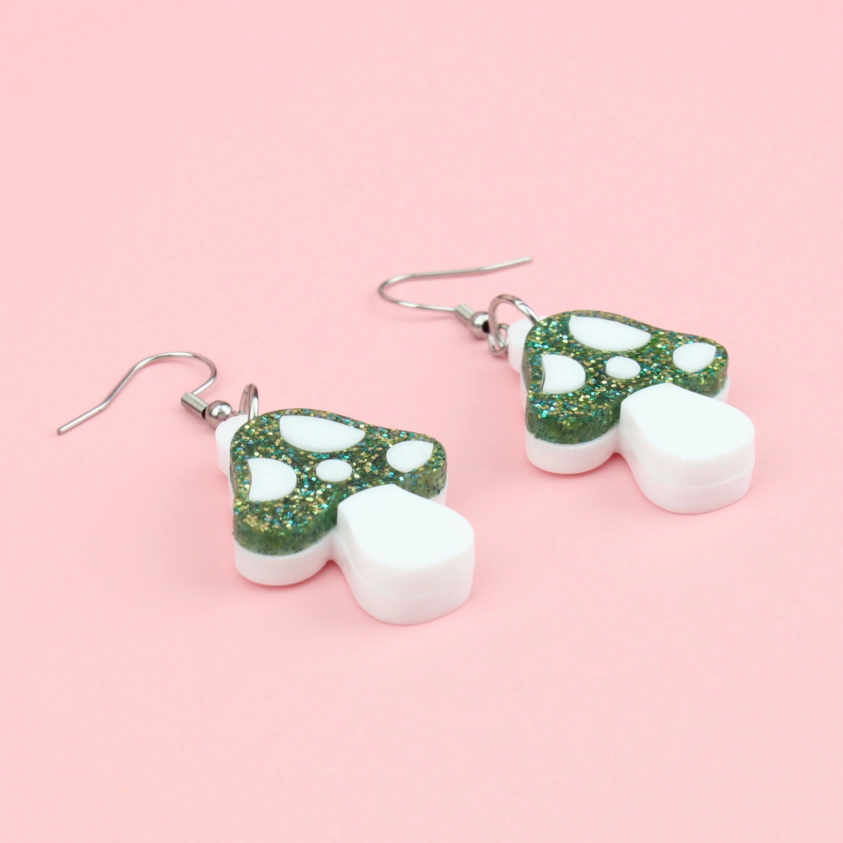 Green Magic Mushroom Earrings - Image 3