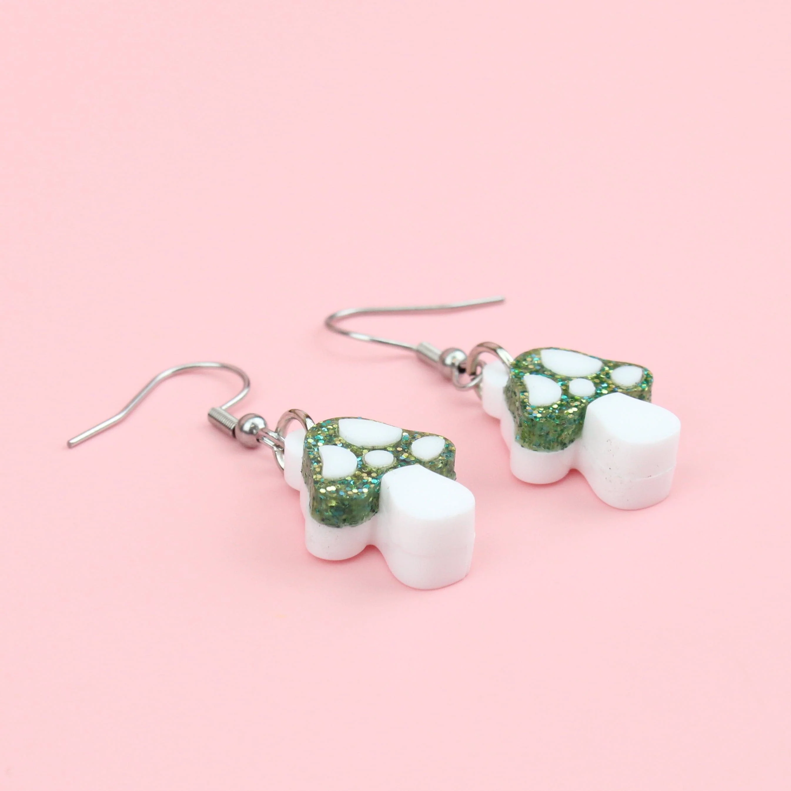 Green Mini Magic Mushroom Earrings - Image 3