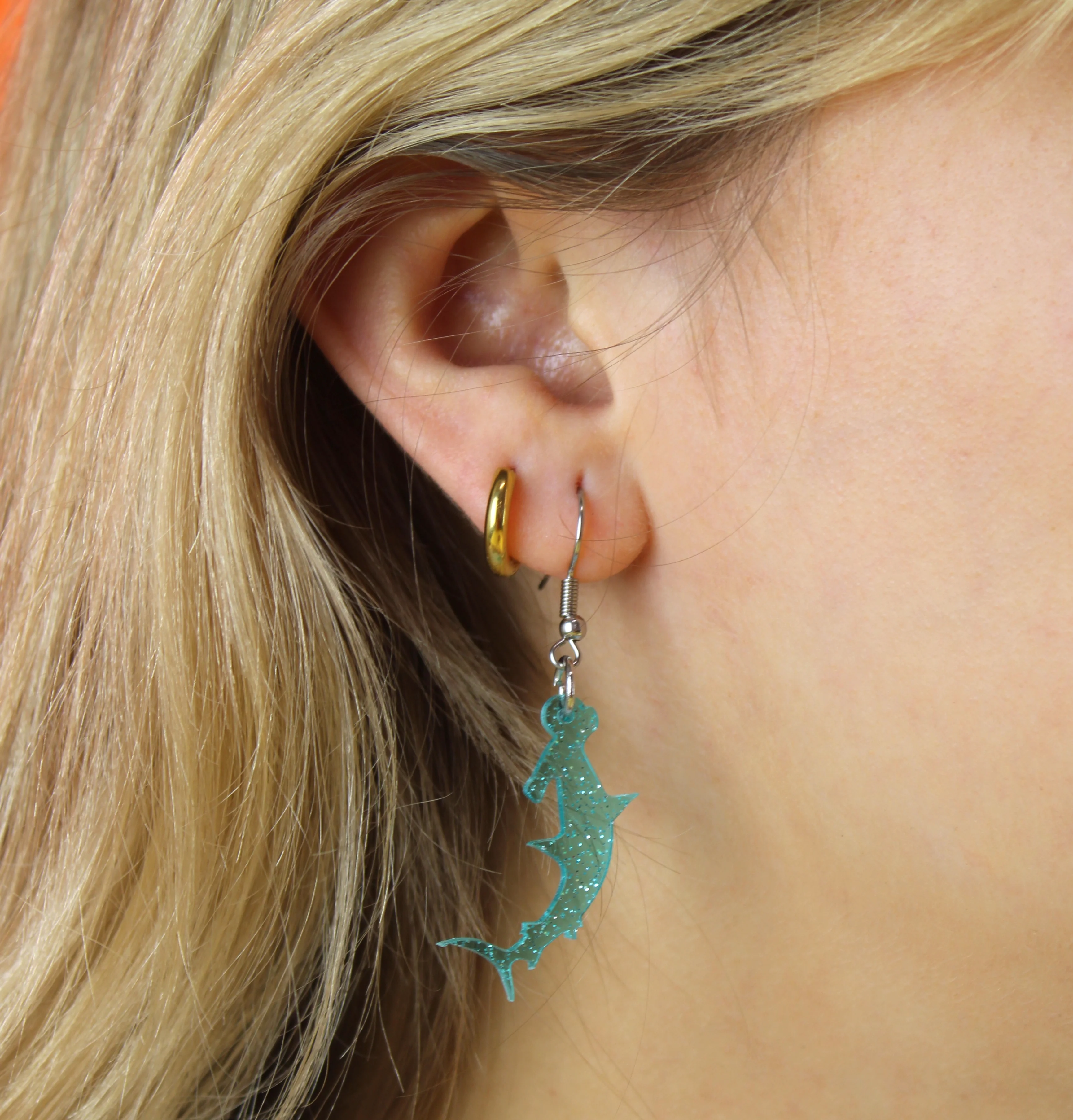 Hammer Time! Glitter Hammerhead Shark Earrings - Image 2