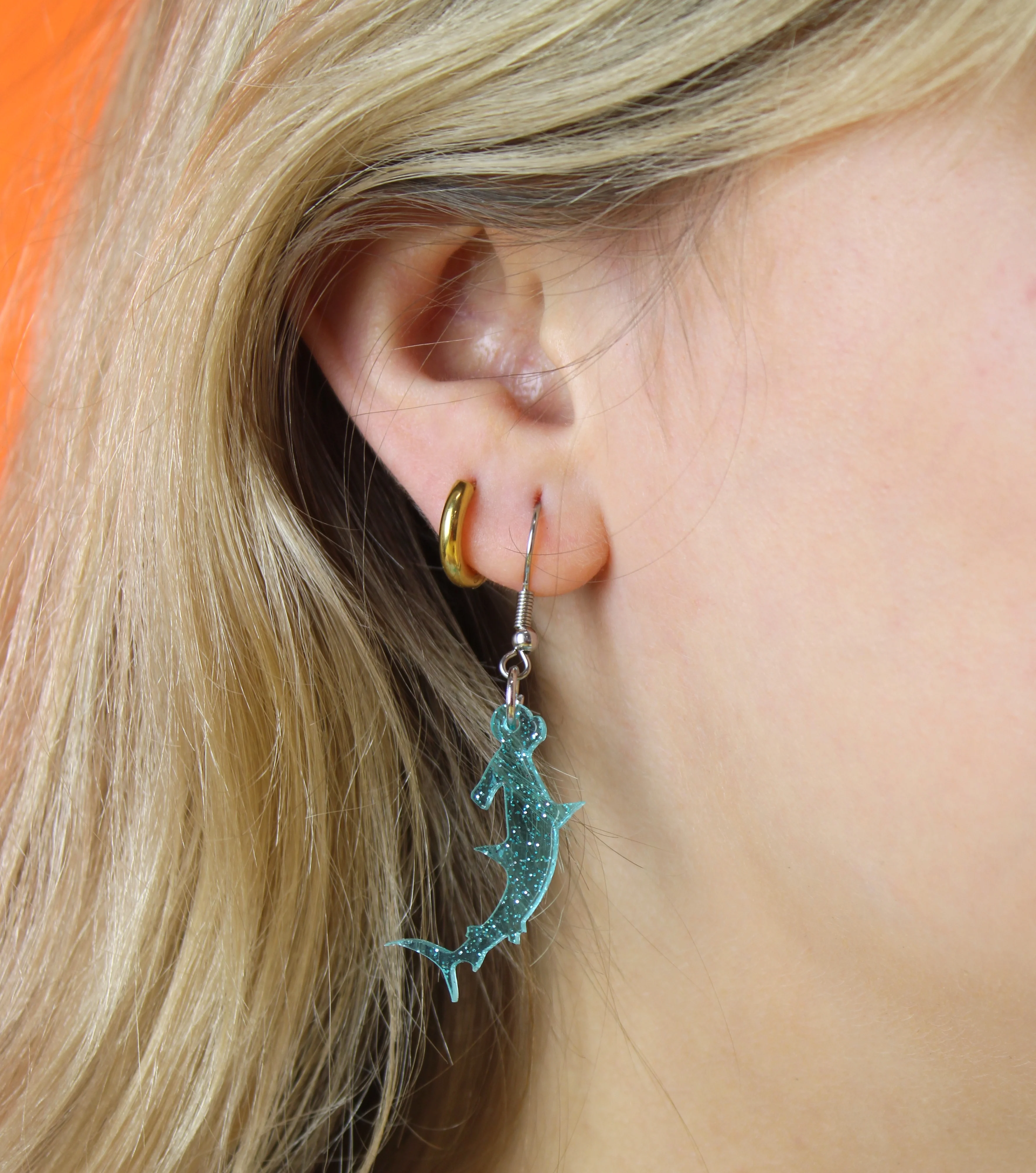 Hammer Time! Glitter Hammerhead Shark Earrings - Image 4