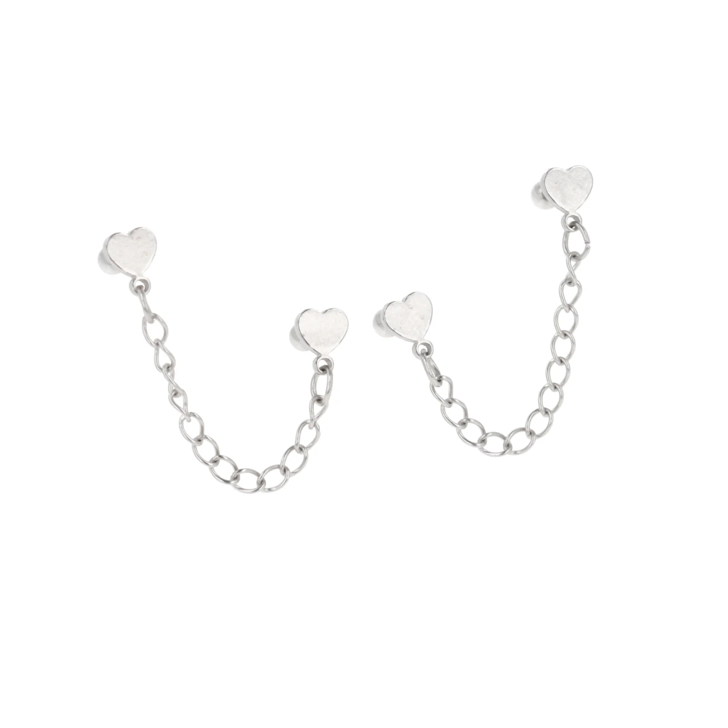 Heart Chain Double Stud Earrings - Image 4