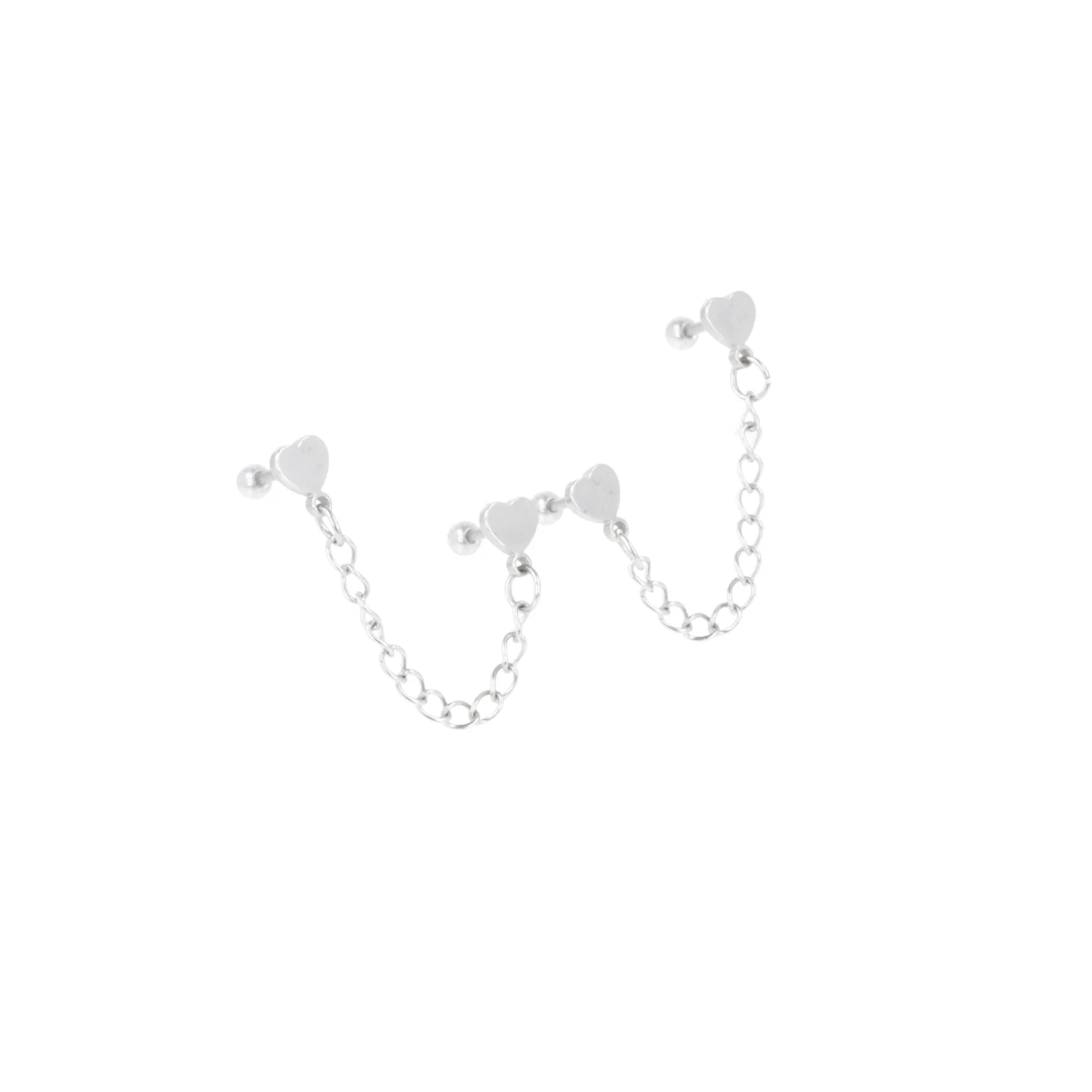 Heart Chain Double Stud Earrings - Image 5