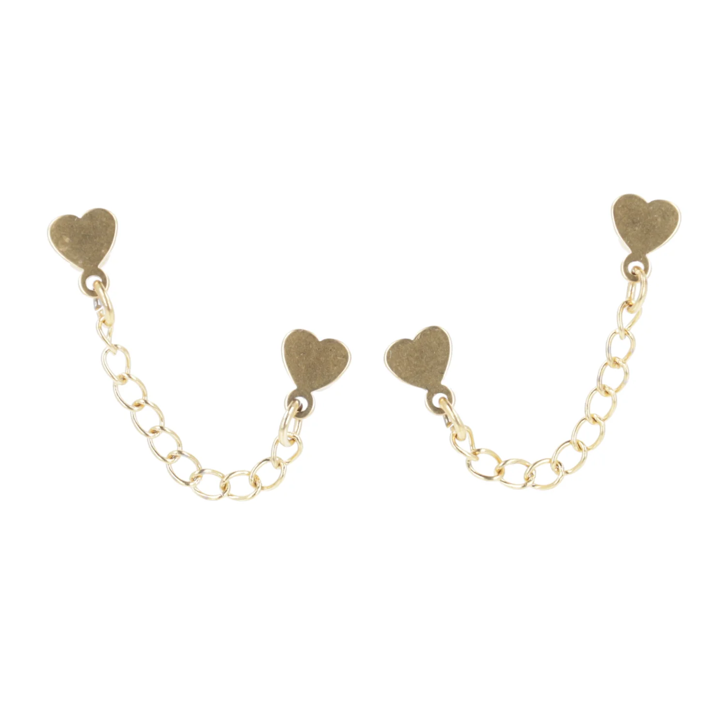 Heart Chain Double Stud Earrings (Gold Plated) - Image 5