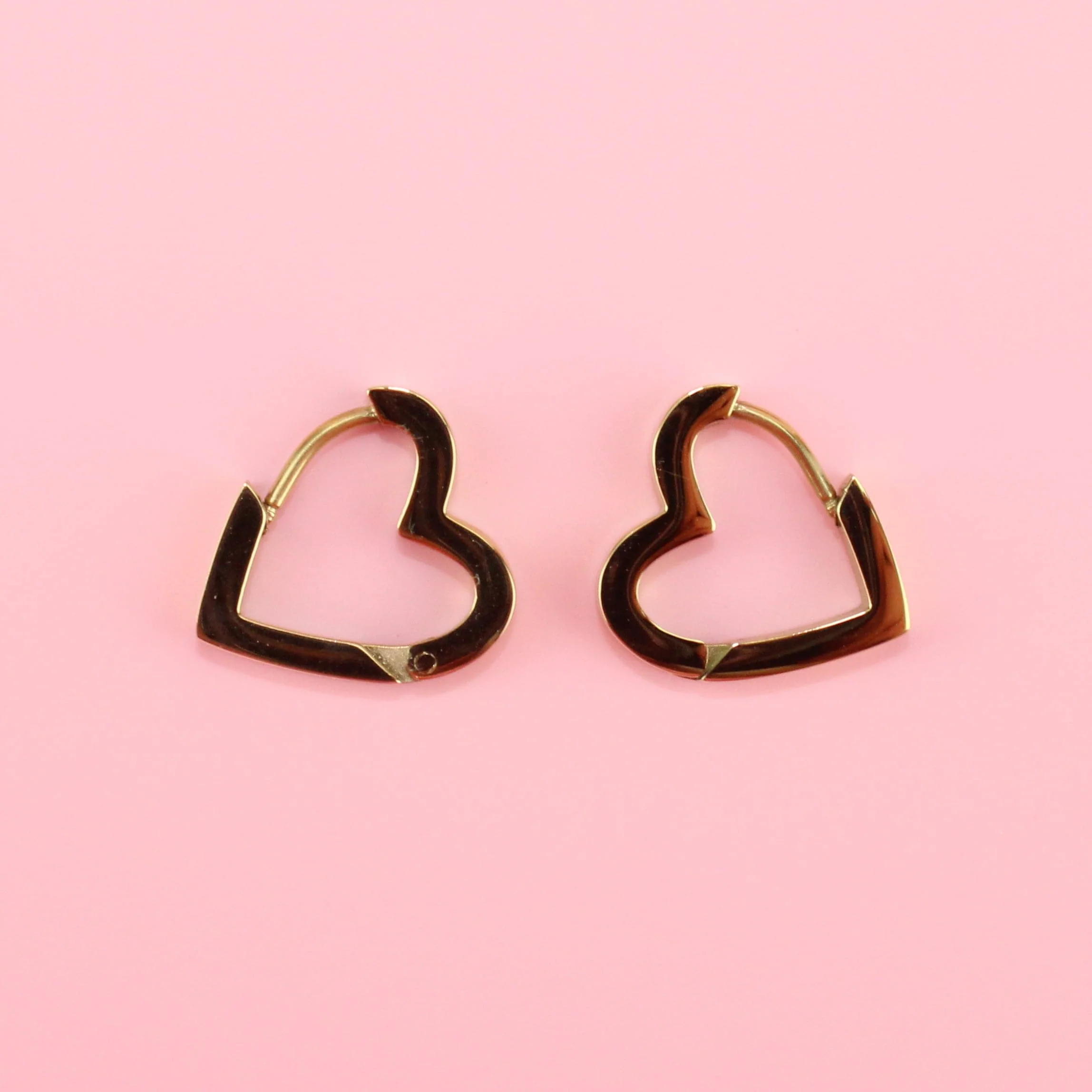 Heart Huggie Hoop Earrings (Gold Plated) - Image 6