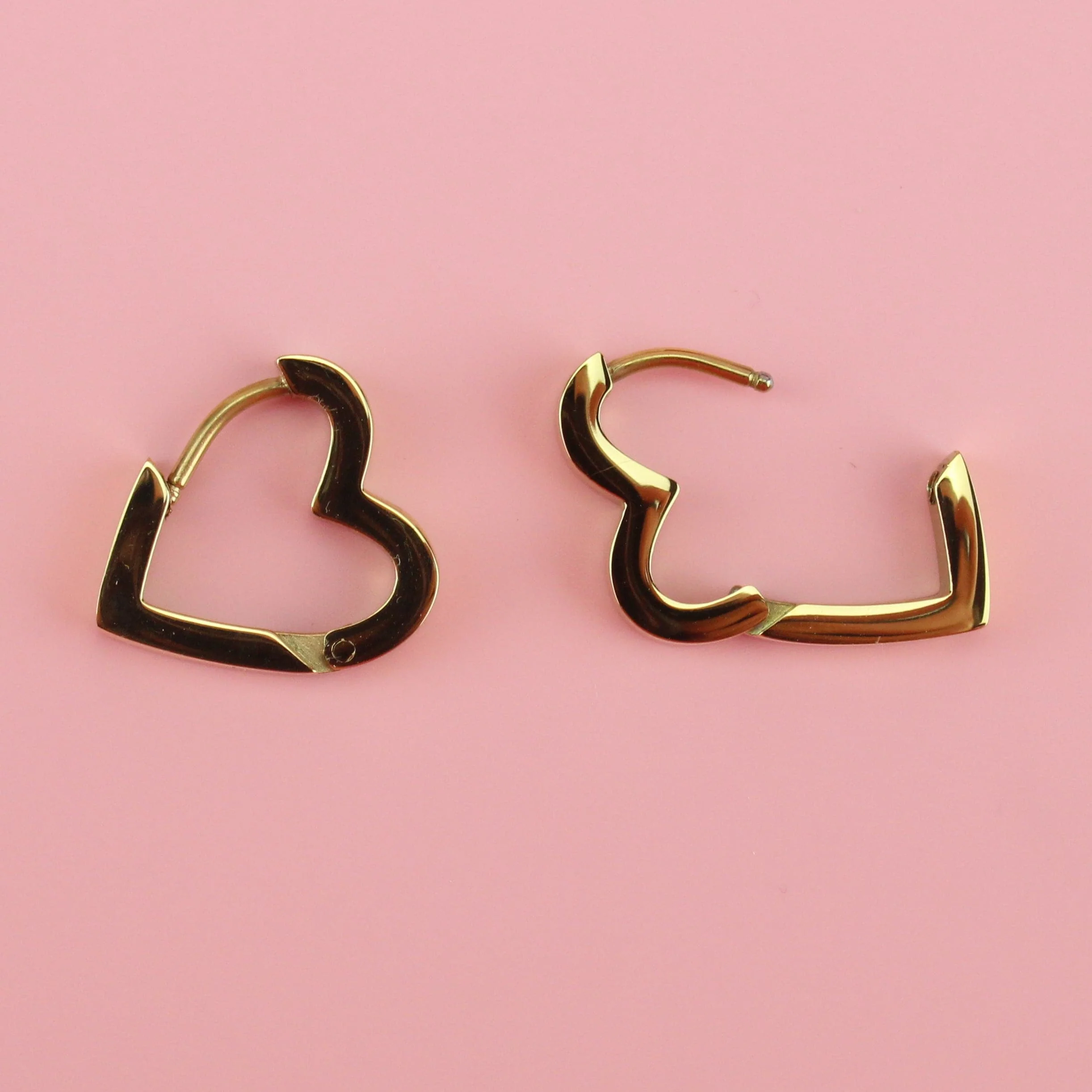 Heart Huggie Hoop Earrings (Gold Plated) - Image 7