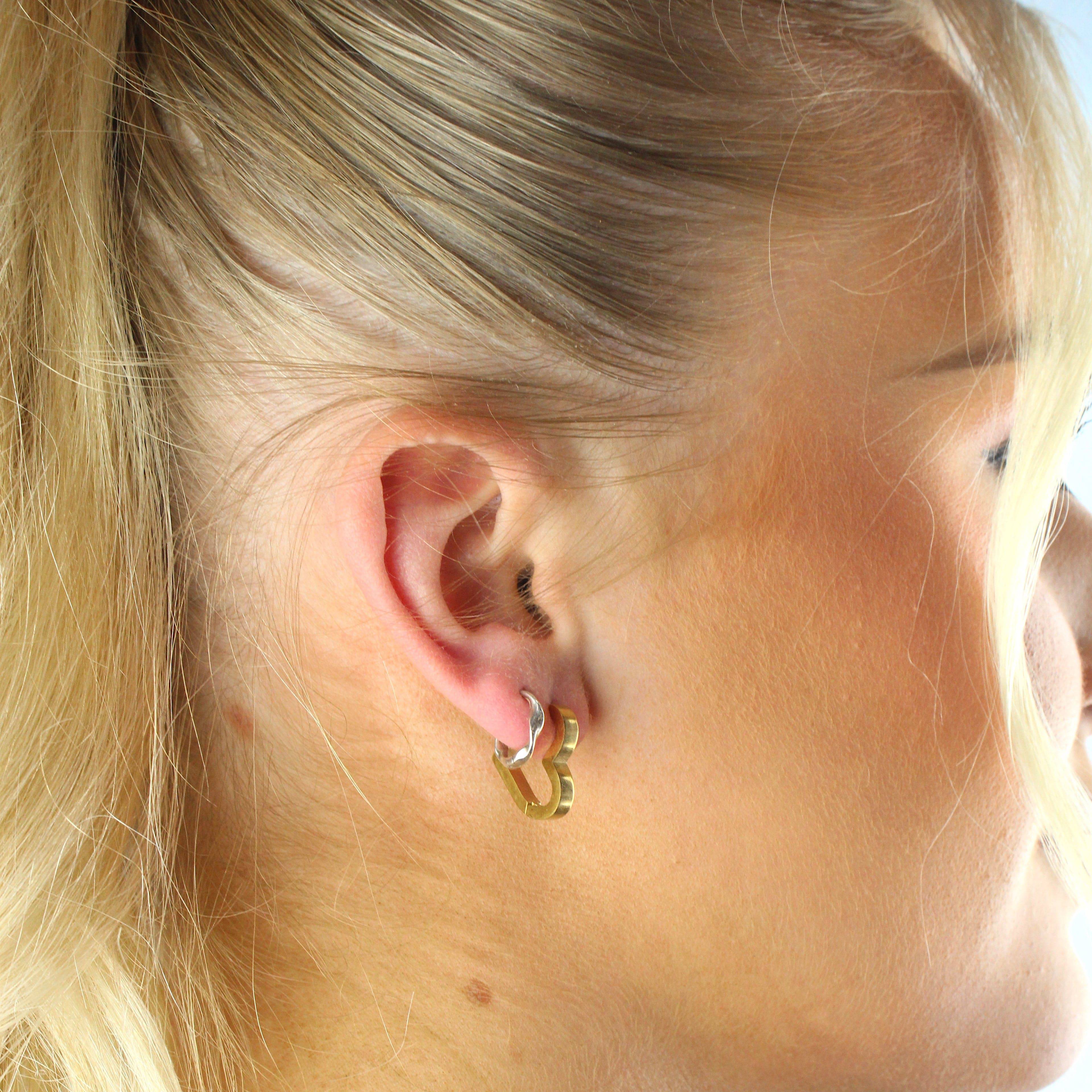 Heart Huggie Hoop Earrings (Gold Plated) - Image 8