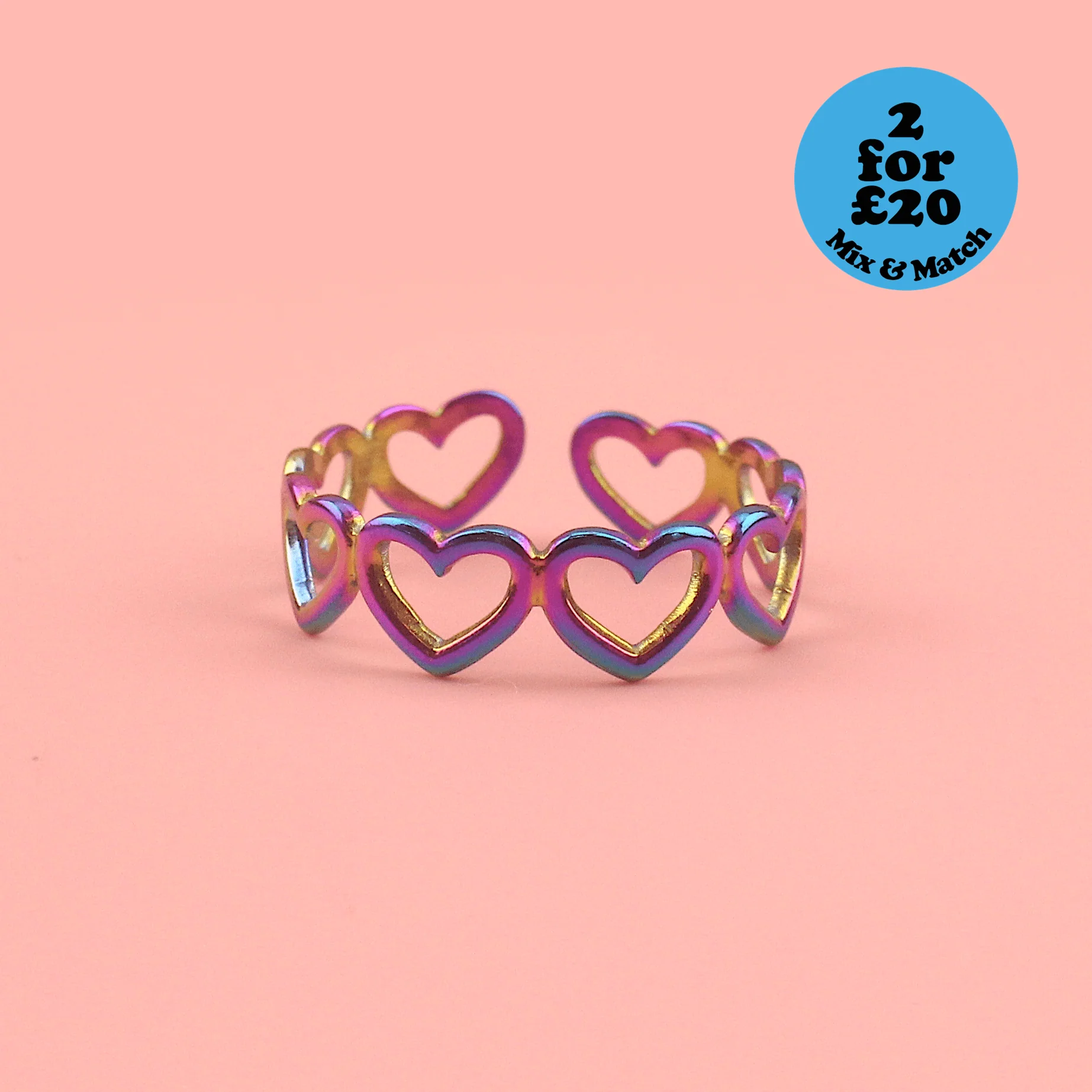 Heart of Steel Ring (Rainbow)