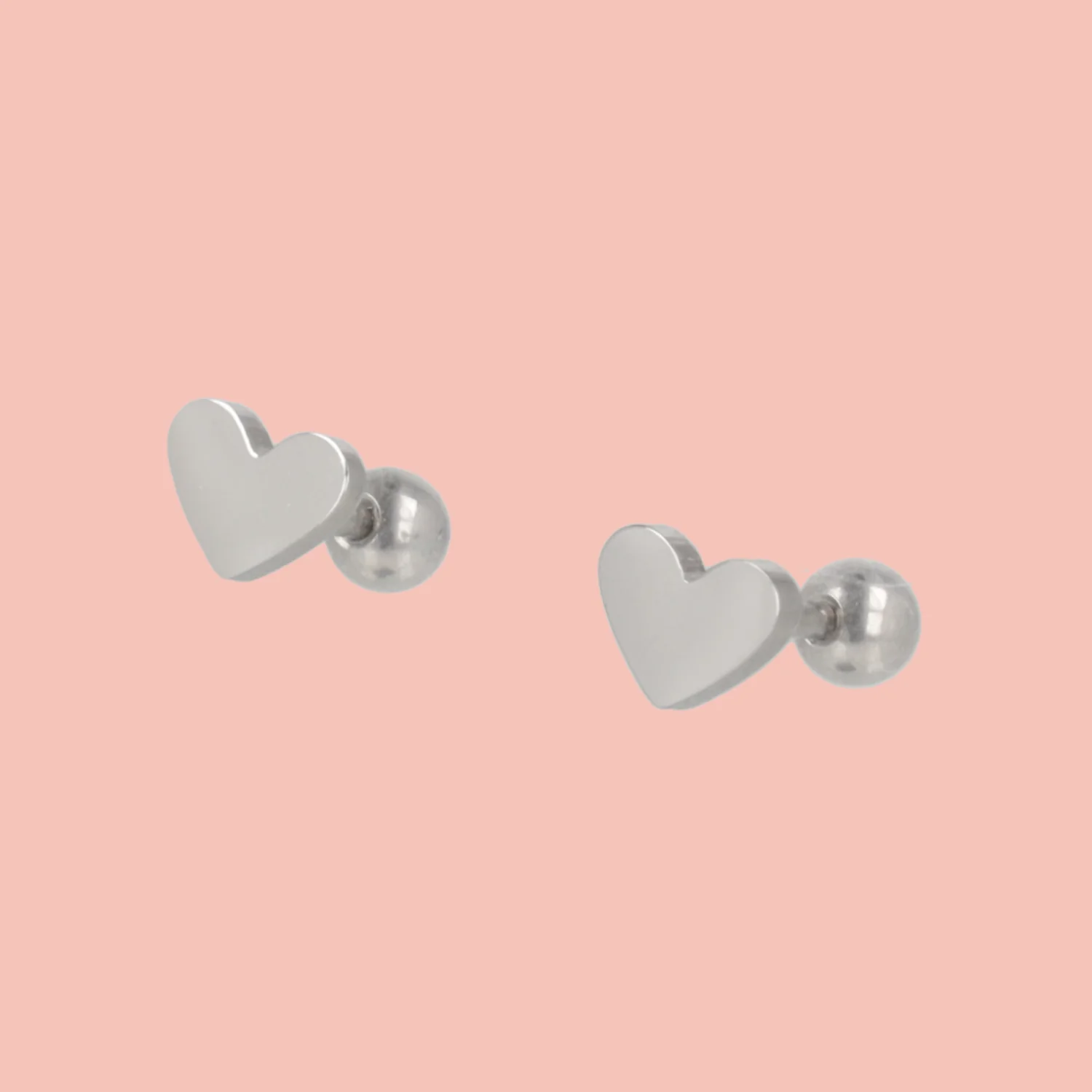 Heart Screw On Stud Earrings