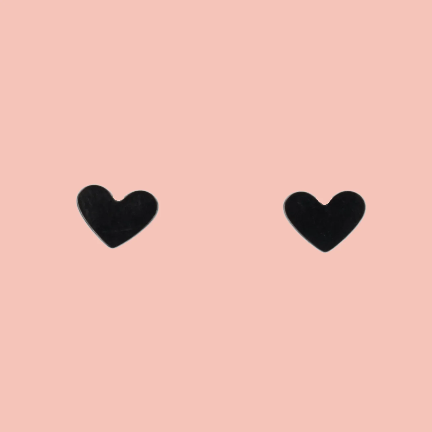 Heart Screw On Stud Earrings - Black - Image 3