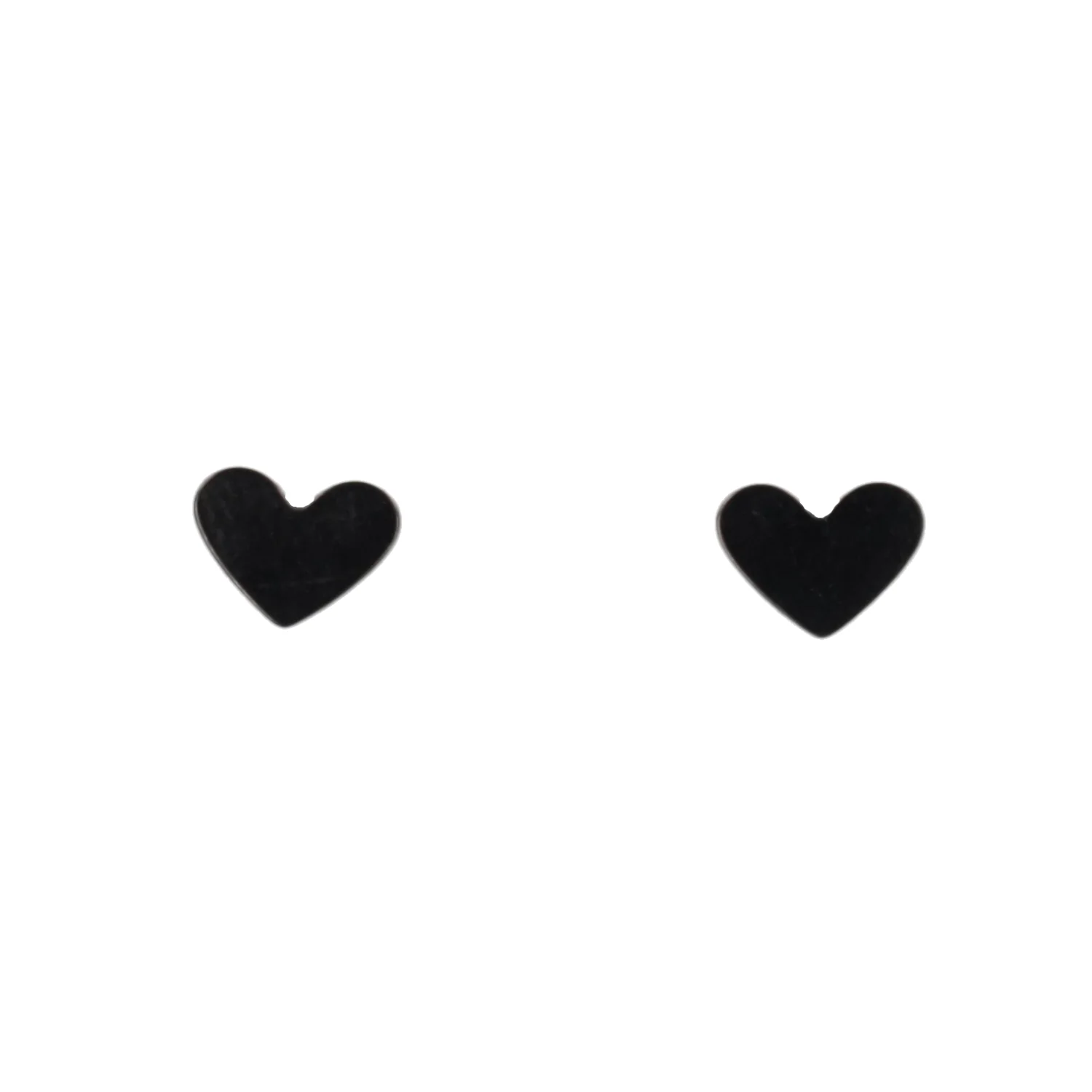 Heart Screw On Stud Earrings - Black - Image 4