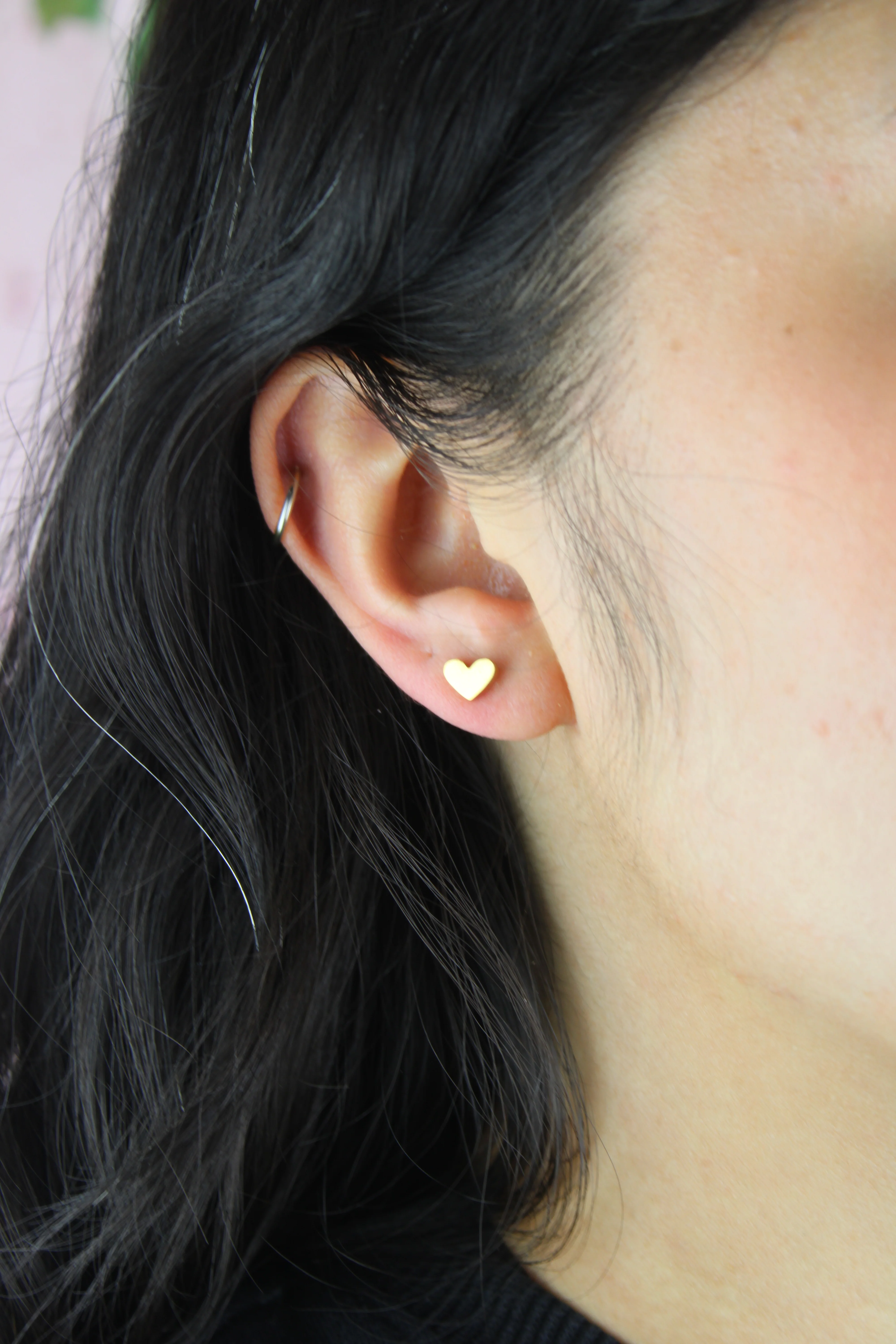 Heart Screw On Stud Earrings - Gold Plated - Image 2