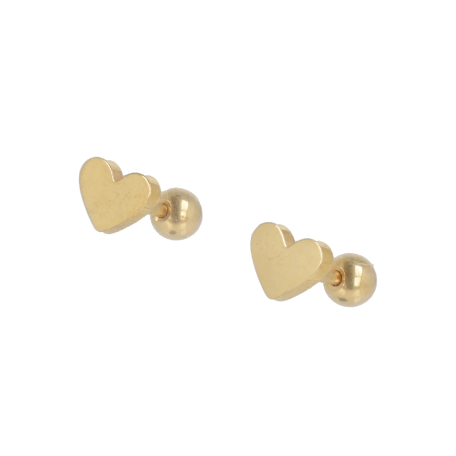 Heart Screw On Stud Earrings - Gold Plated - Image 5