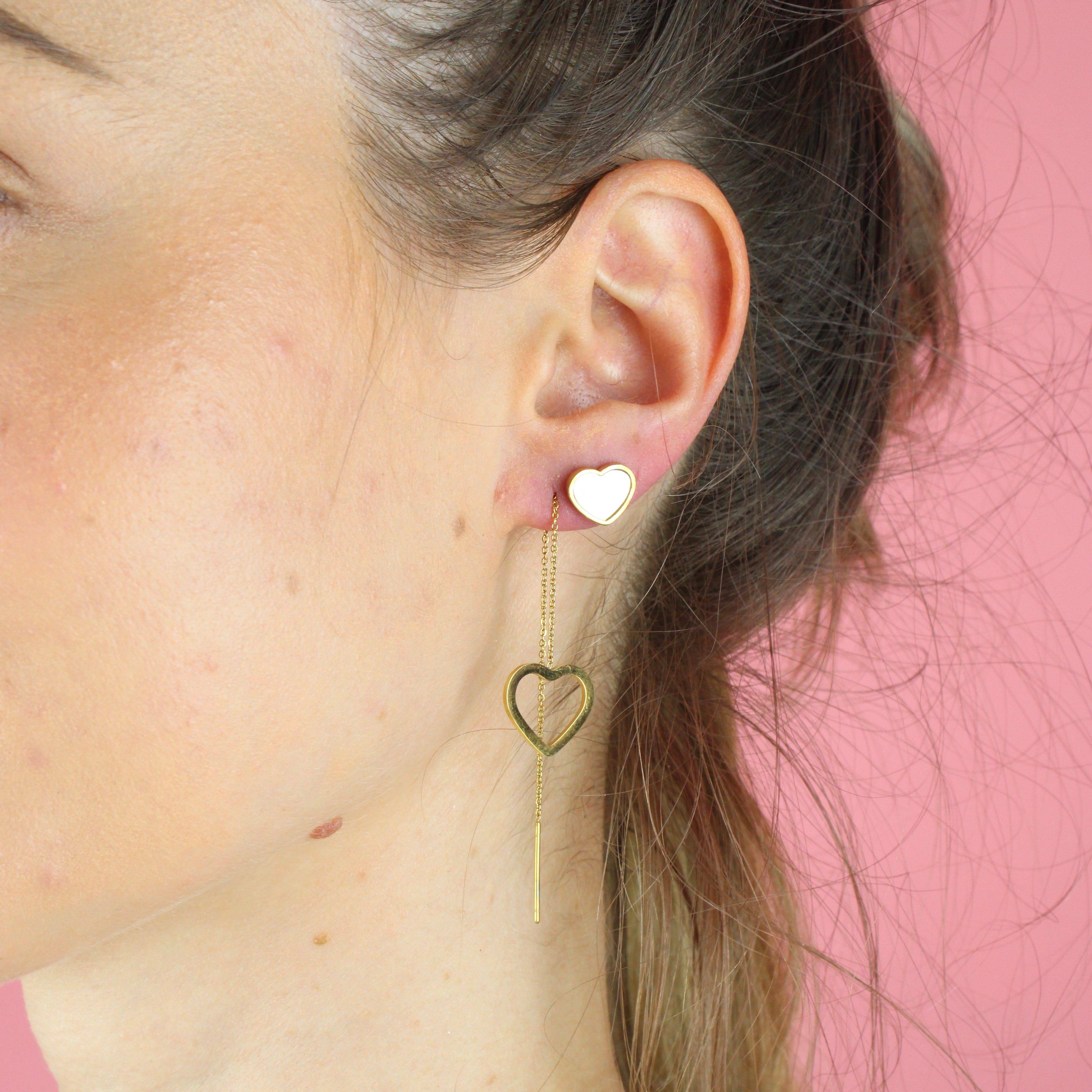Heart Shell Stud Earrings (Gold Plated) - Image 2
