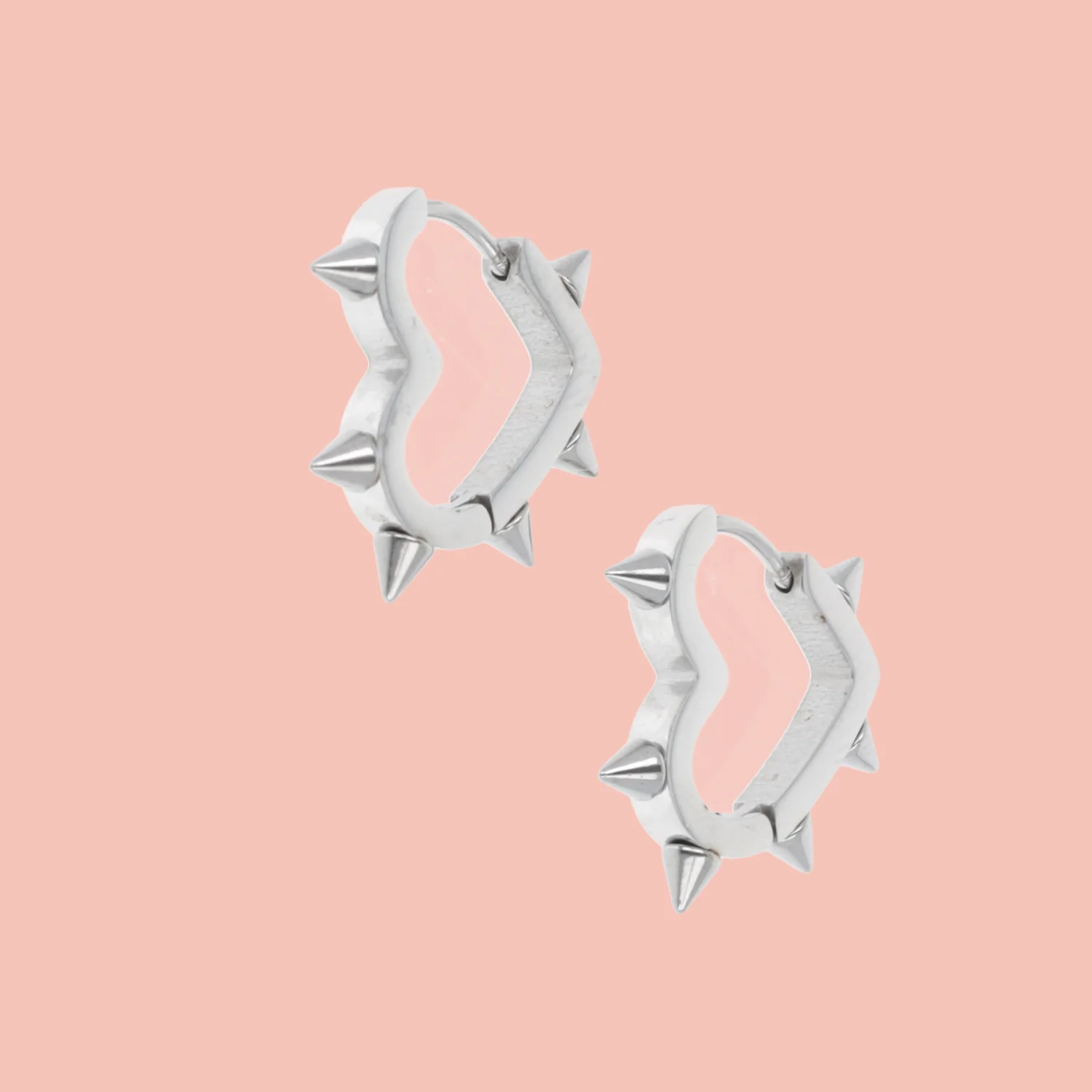 Heart Spike Huggie Hoop Earrings - Image 3
