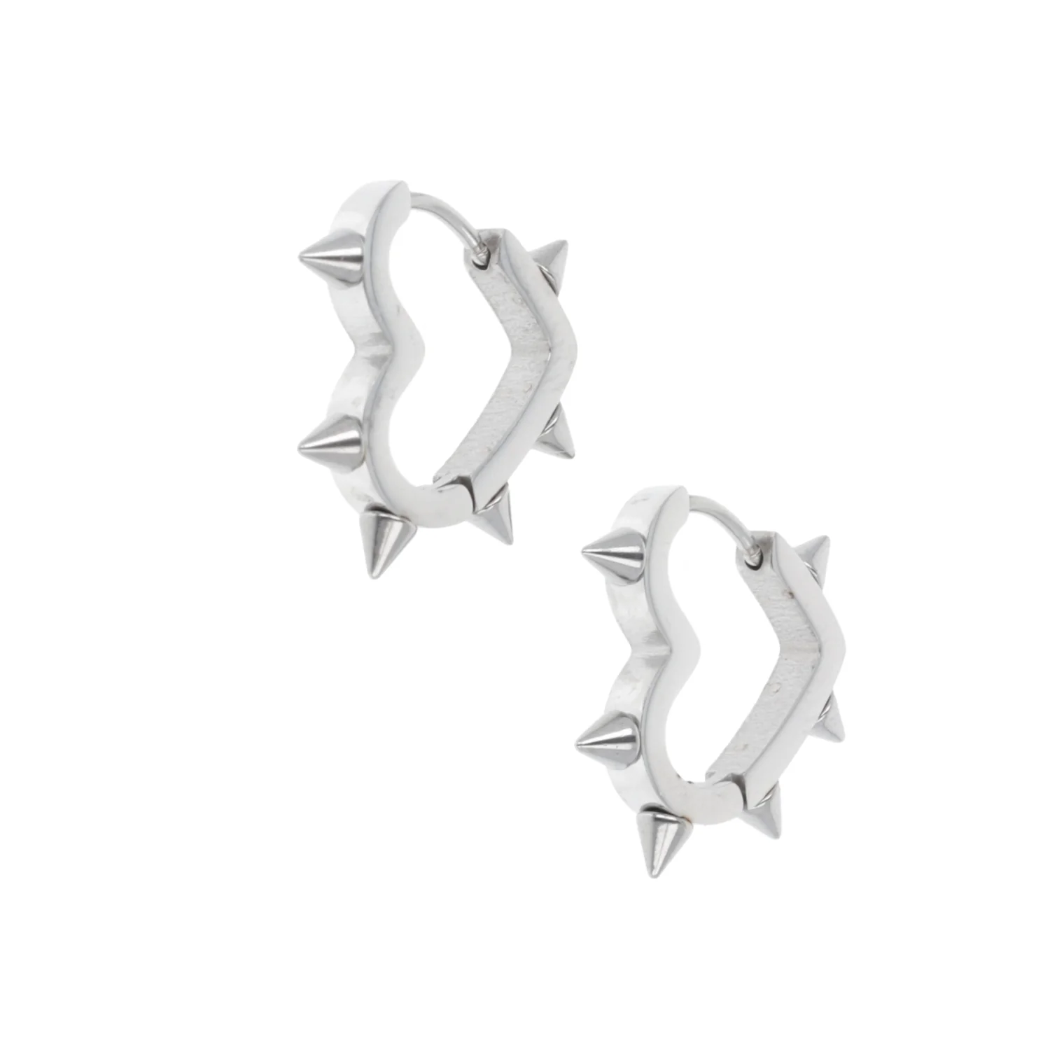 Heart Spike Huggie Hoop Earrings - Image 8