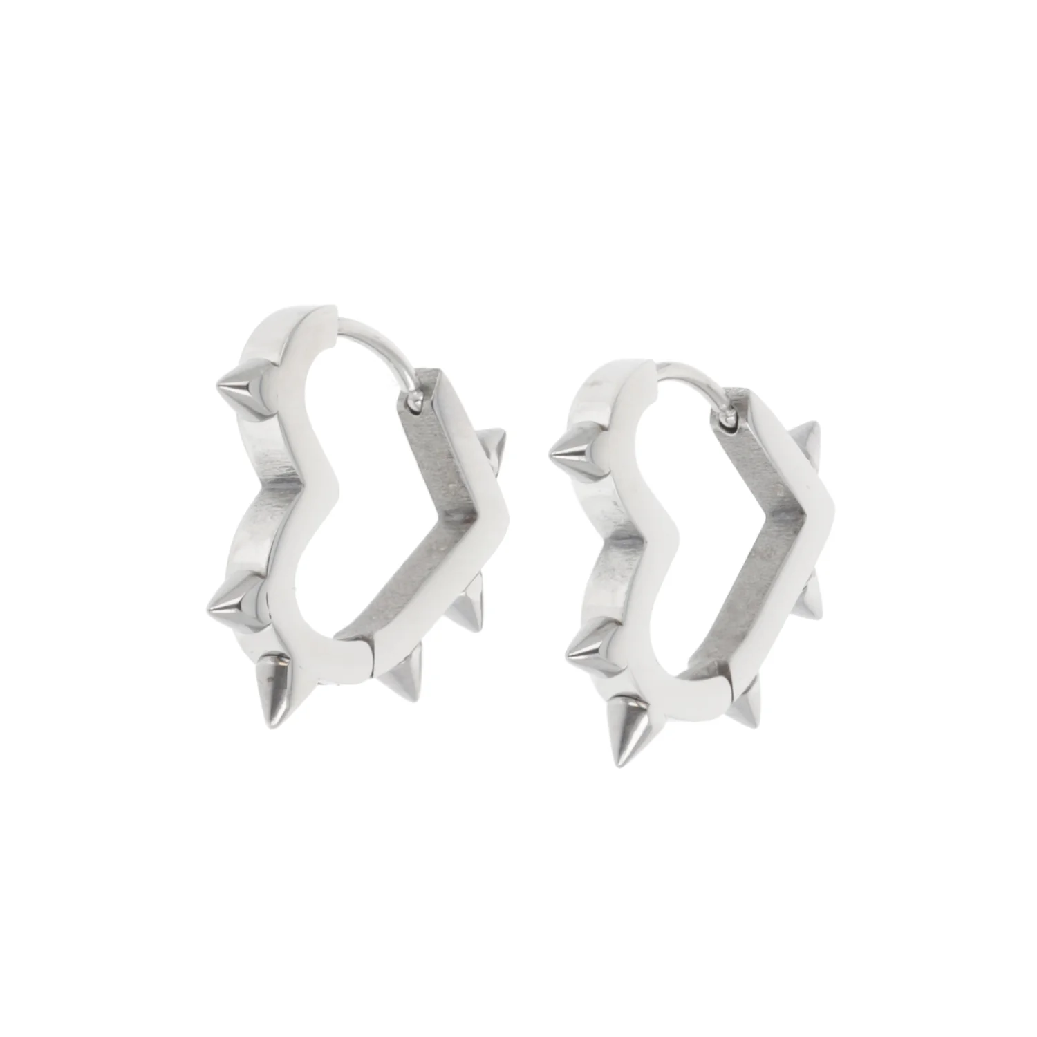 Heart Spike Huggie Hoop Earrings - Image 9