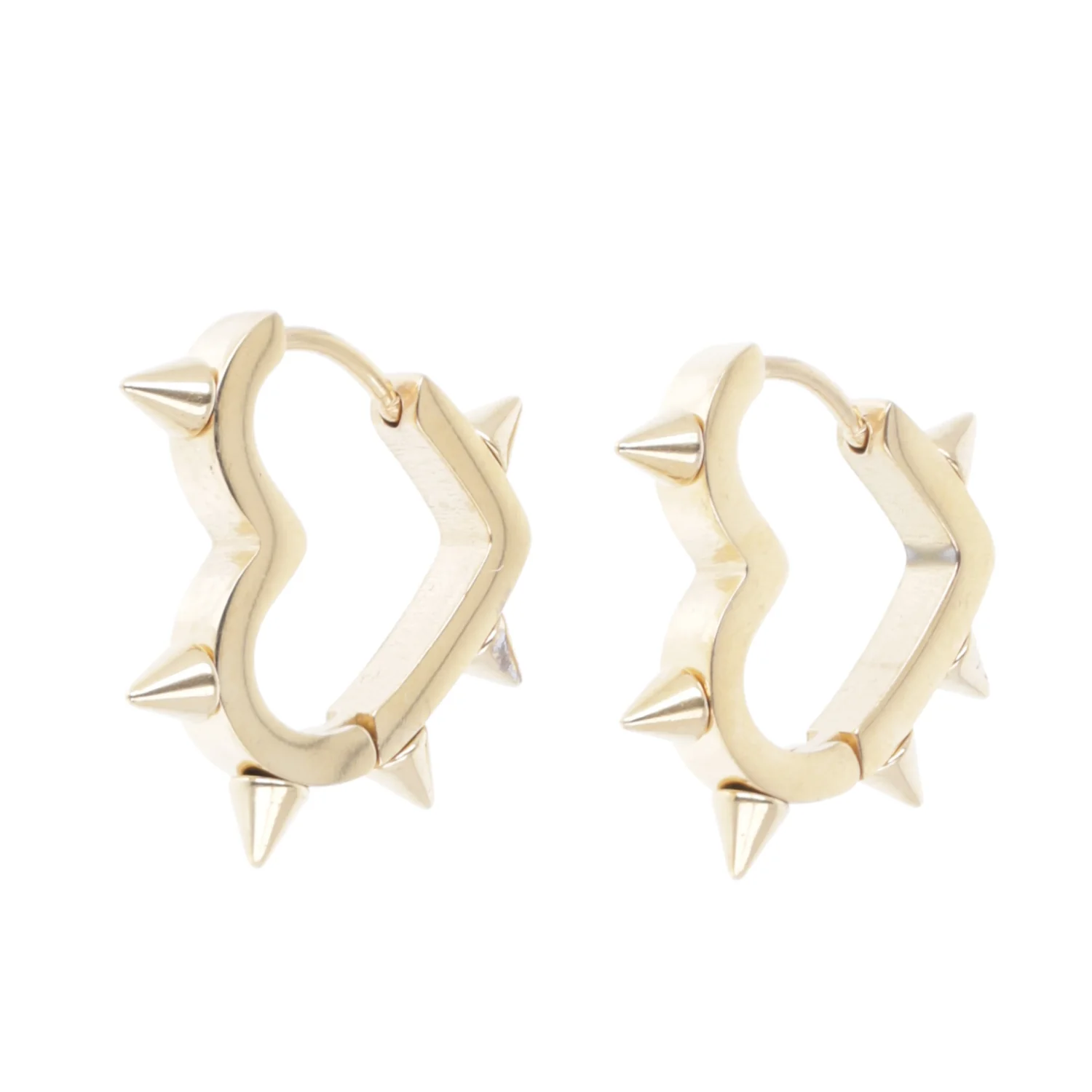 Heart Spike Huggie Hoop Earrings (Gold Plated) - Image 11