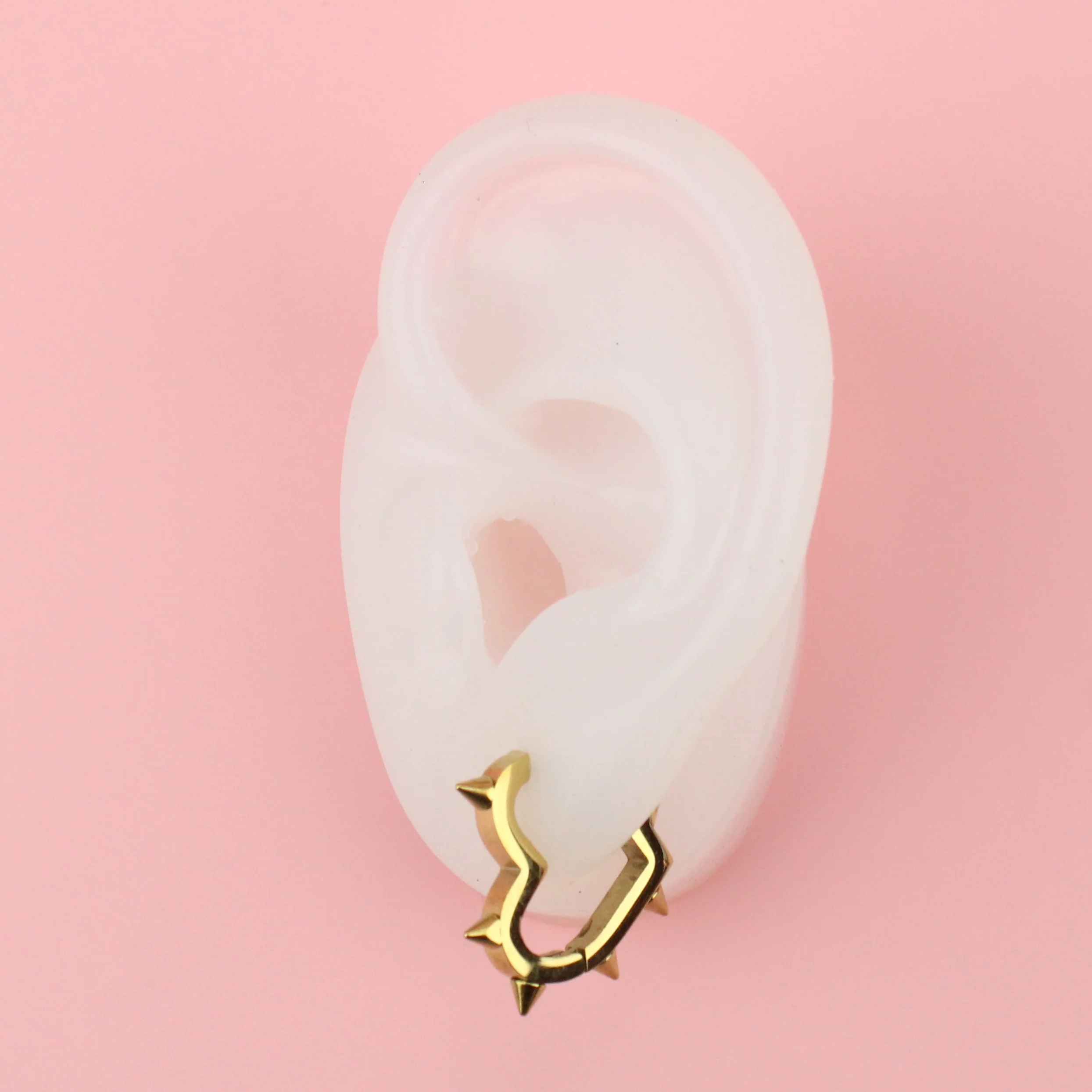 Heart Spike Huggie Hoop Earrings (Gold Plated) - Image 3