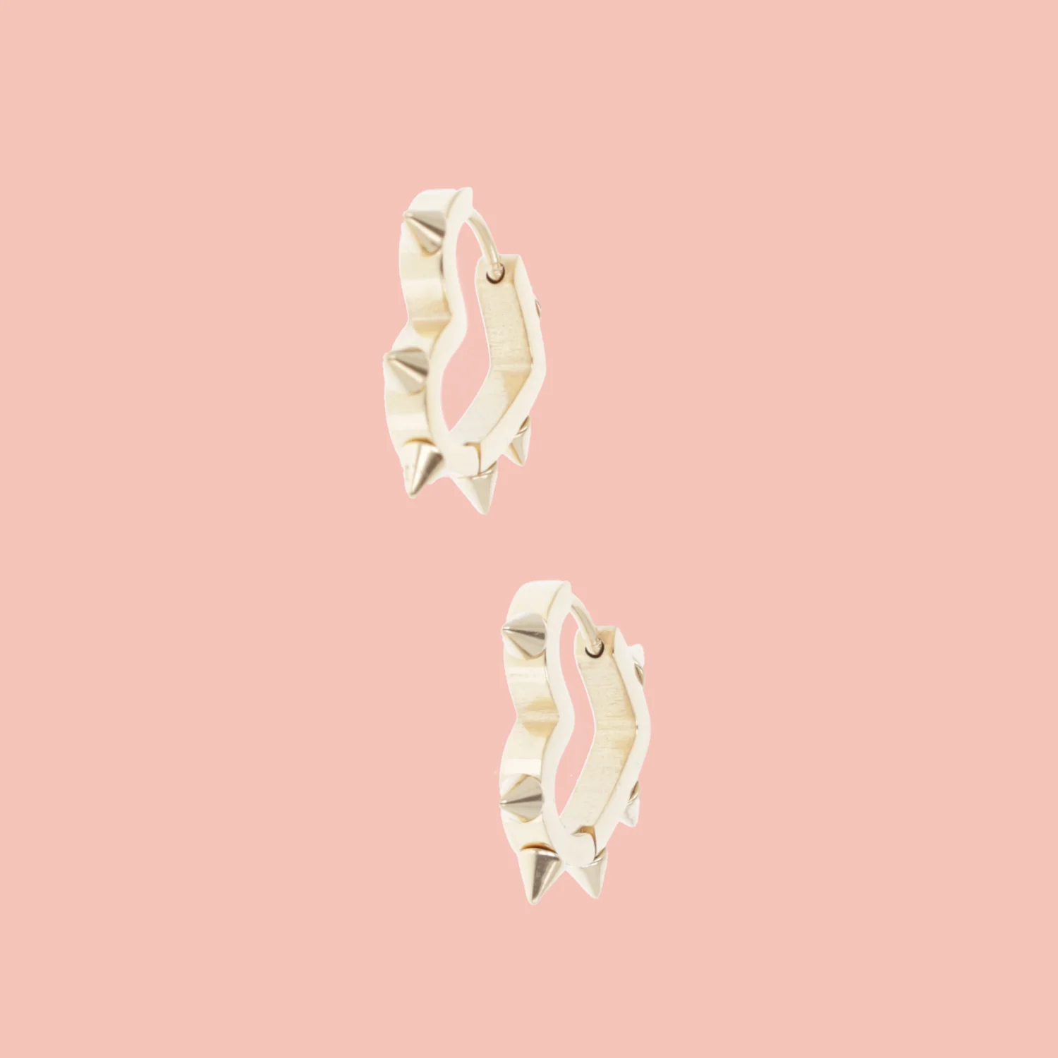 Heart Spike Huggie Hoop Earrings (Gold Plated) - Image 4