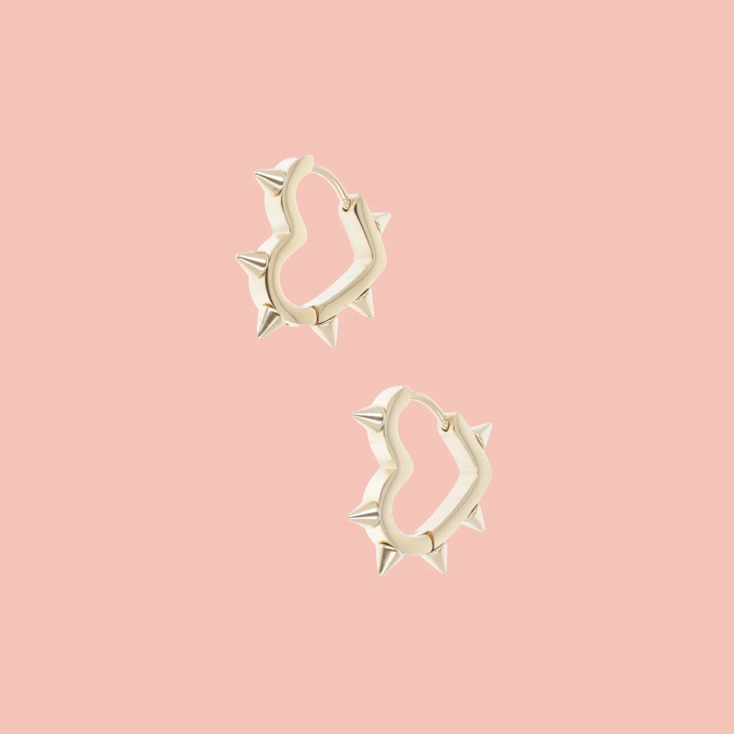 Heart Spike Huggie Hoop Earrings (Gold Plated) - Image 5