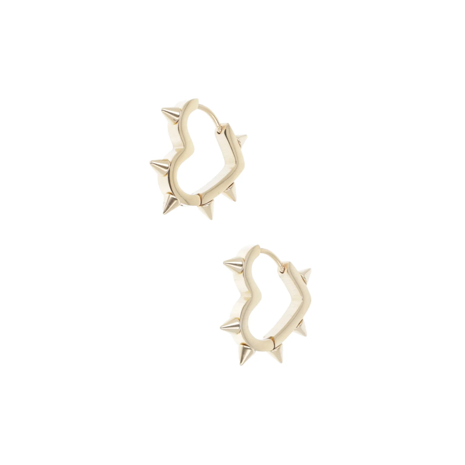 Heart Spike Huggie Hoop Earrings (Gold Plated) - Image 8