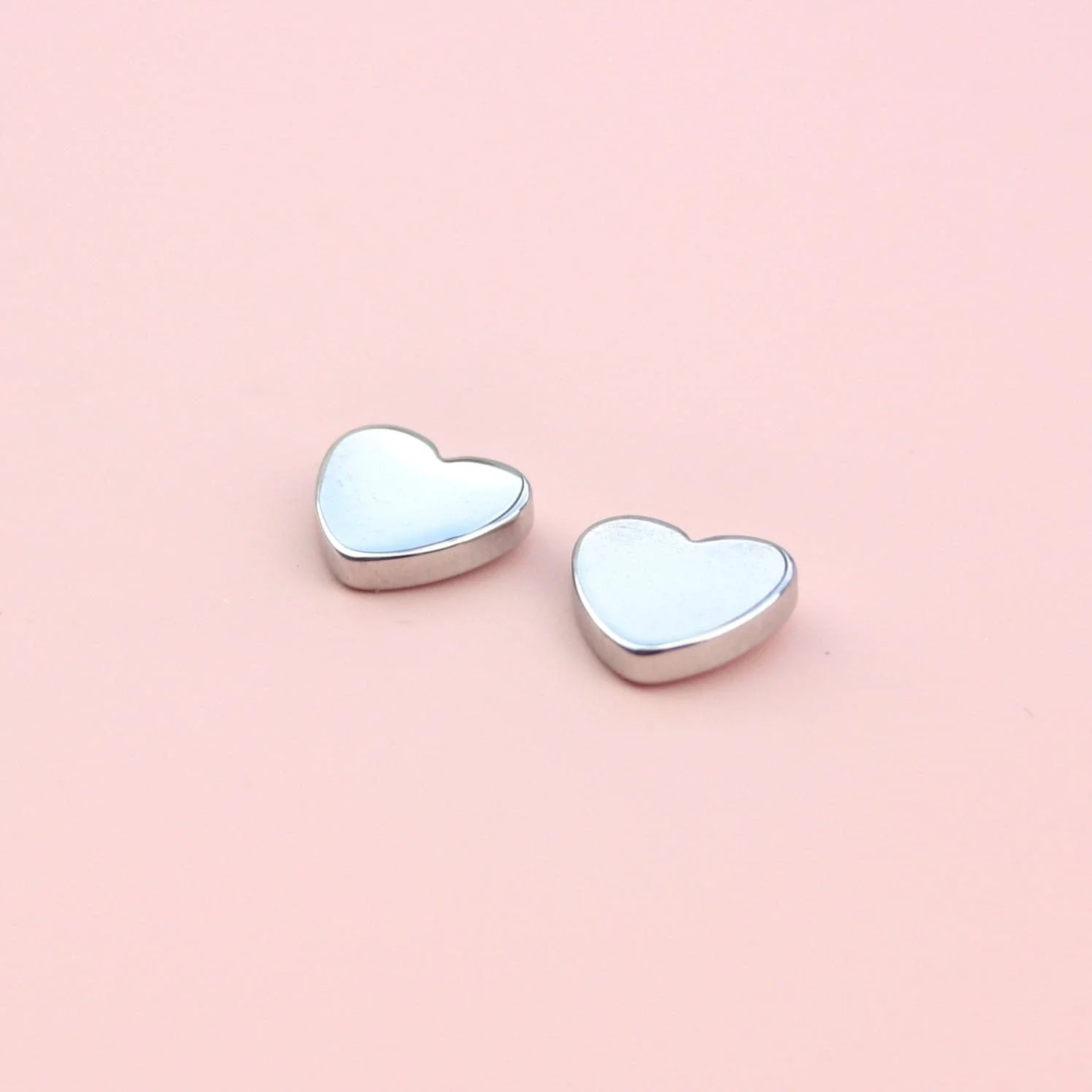Heart Stud Earrings (Stainless Steel) - Image 4